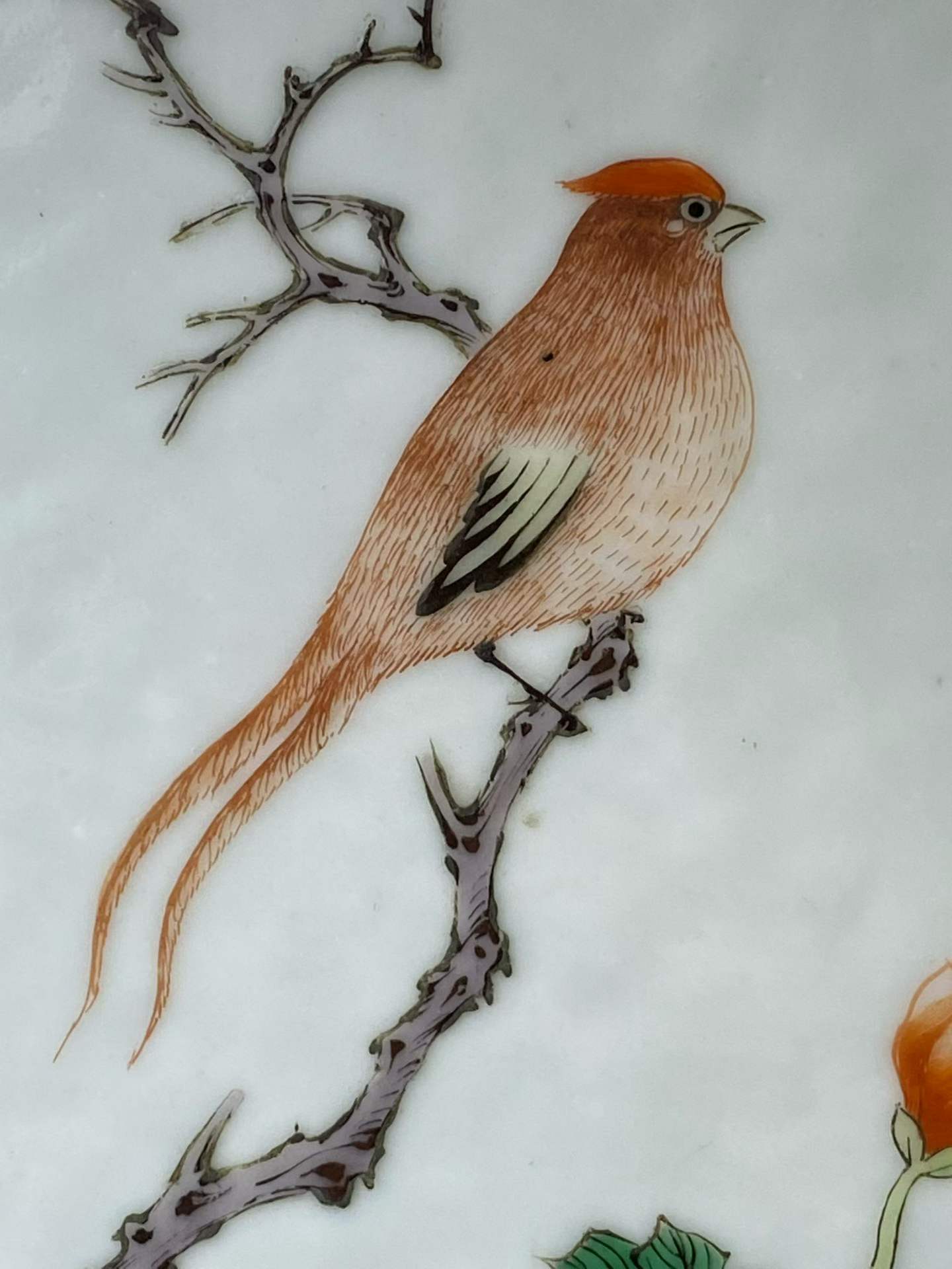 五彩四季花鸟方形大笔洗