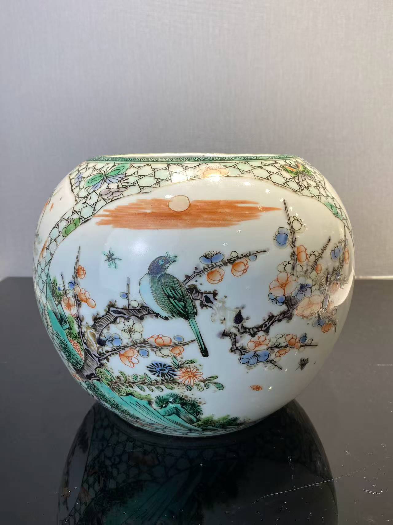 五彩锦鸡开窗喜鹊登梅大笔洗