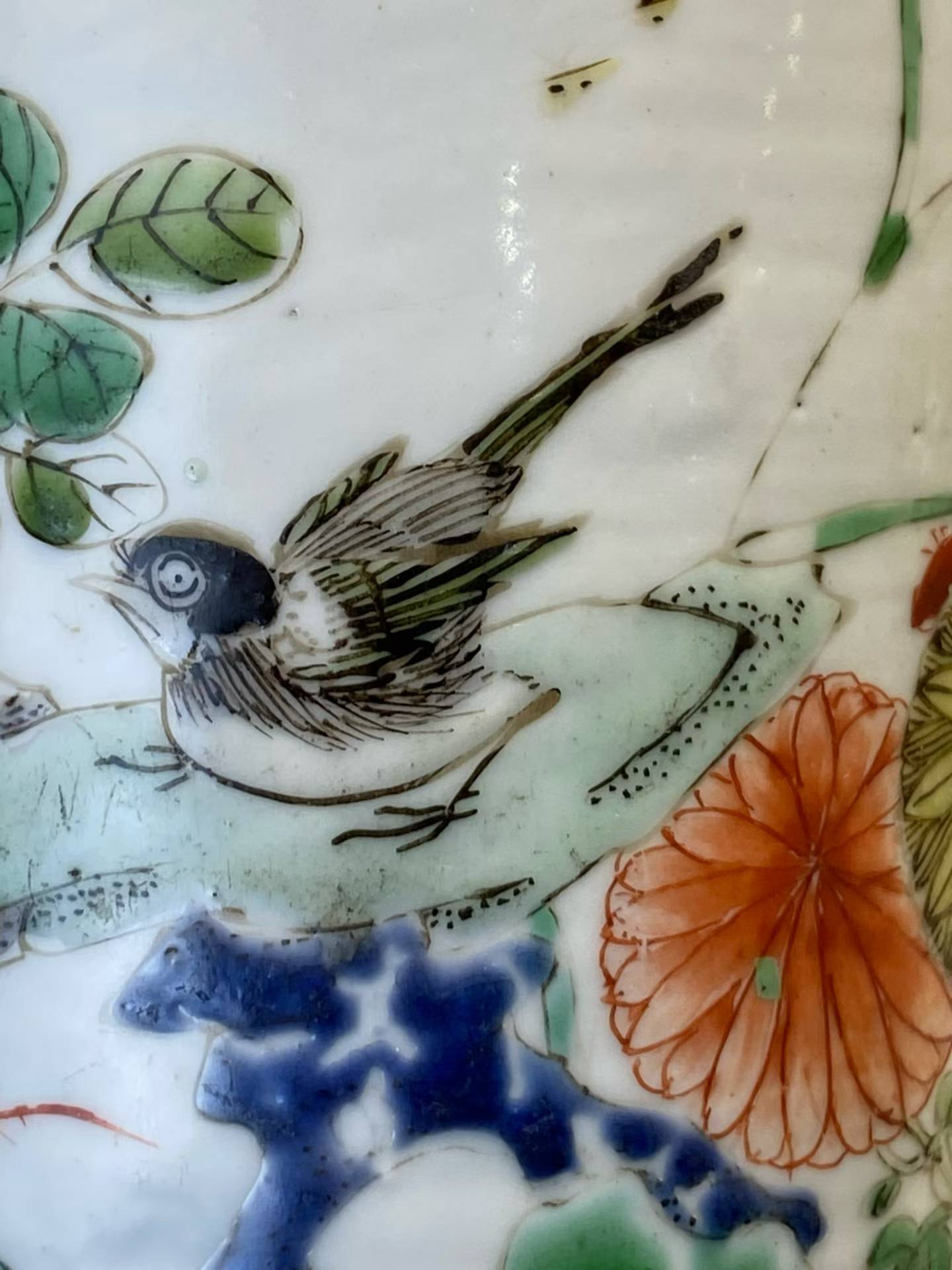 五彩洞石花卉纹棒槌瓶