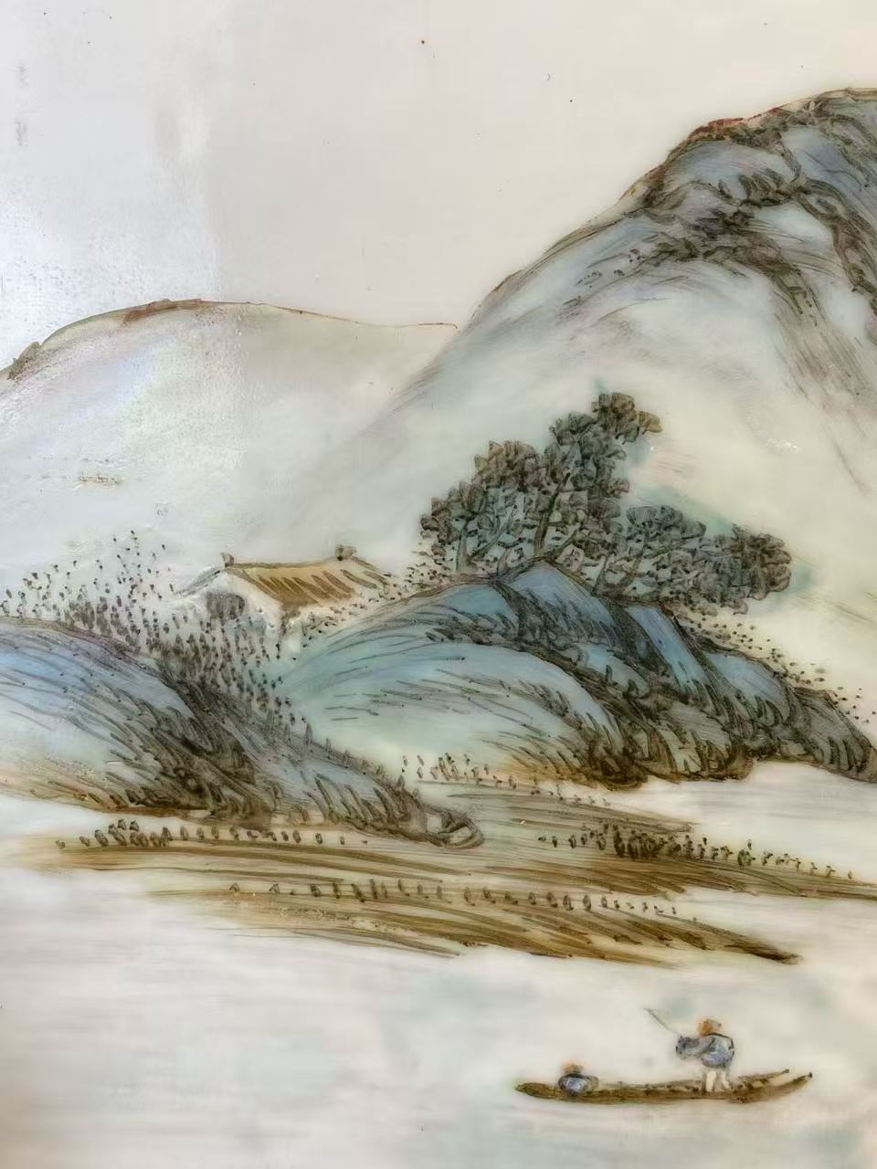 粉彩山水瓷板