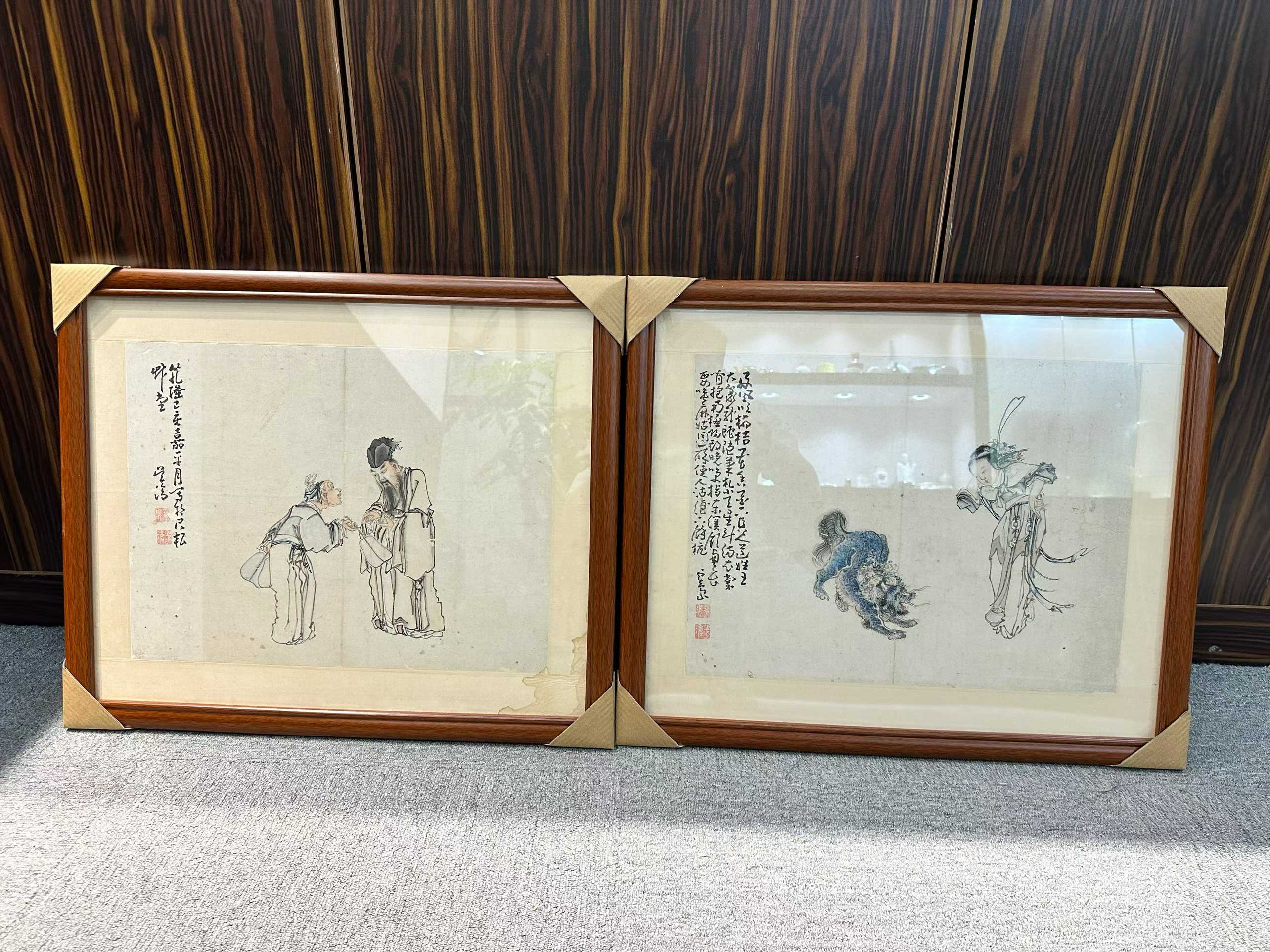 纸本人物故事诗句字画两张