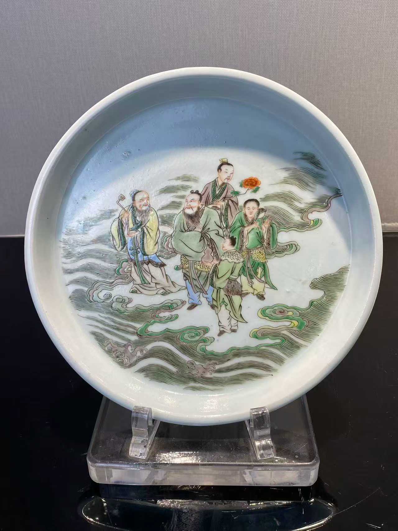 五彩神仙图茶盘