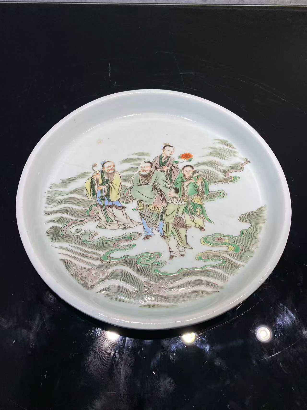 五彩神仙图茶盘