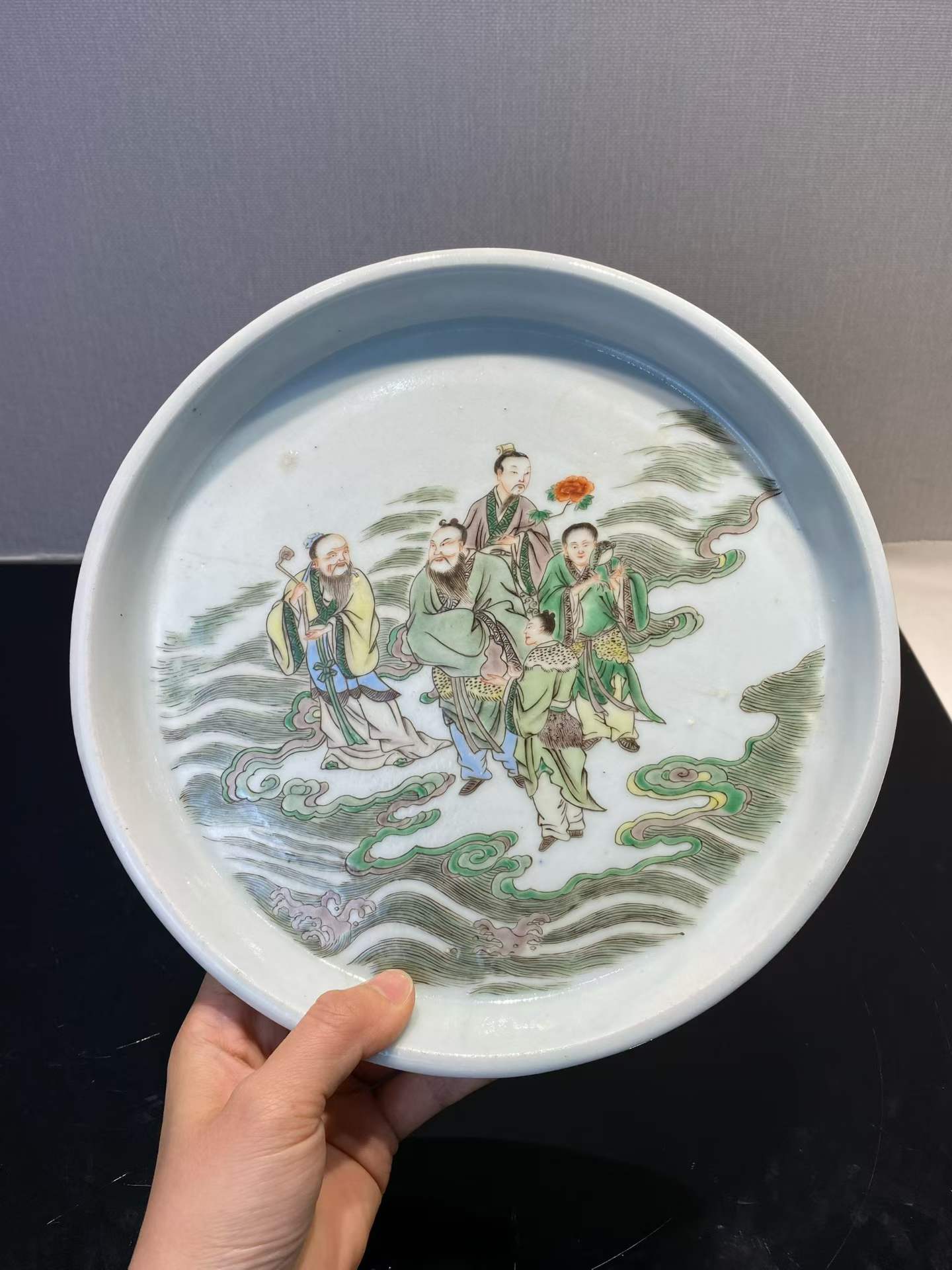 五彩神仙图茶盘