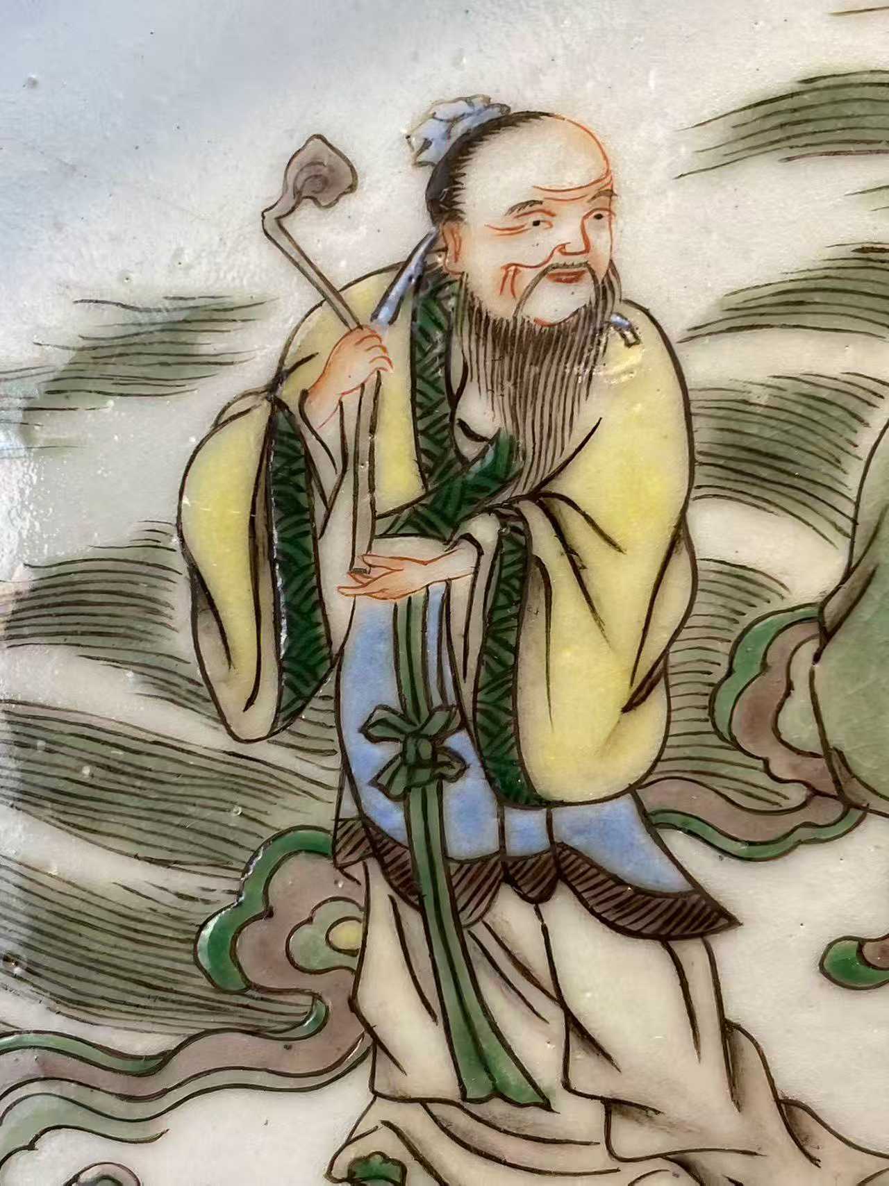 五彩神仙图茶盘