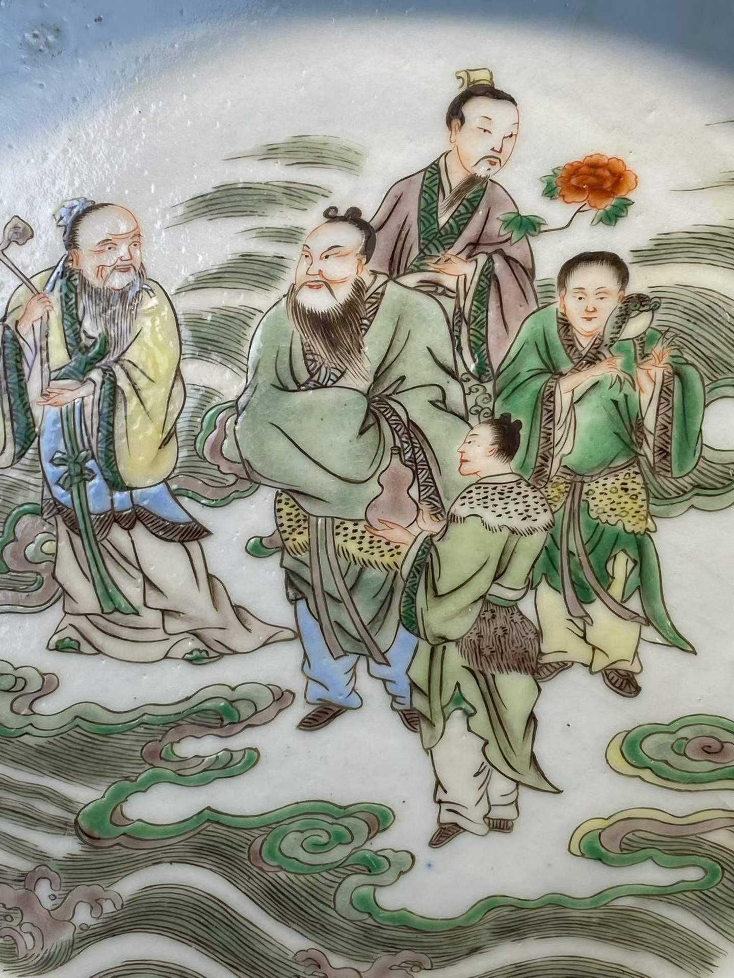 五彩神仙图茶盘