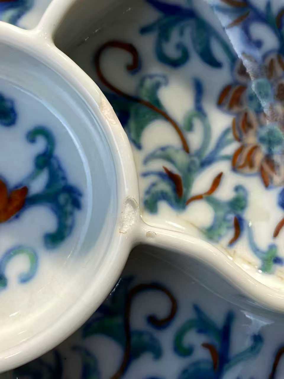 斗彩折枝花调色盘 款：大清嘉庆年制