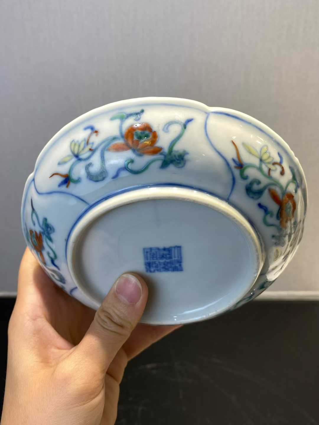 斗彩折枝花调色盘 款：大清嘉庆年制