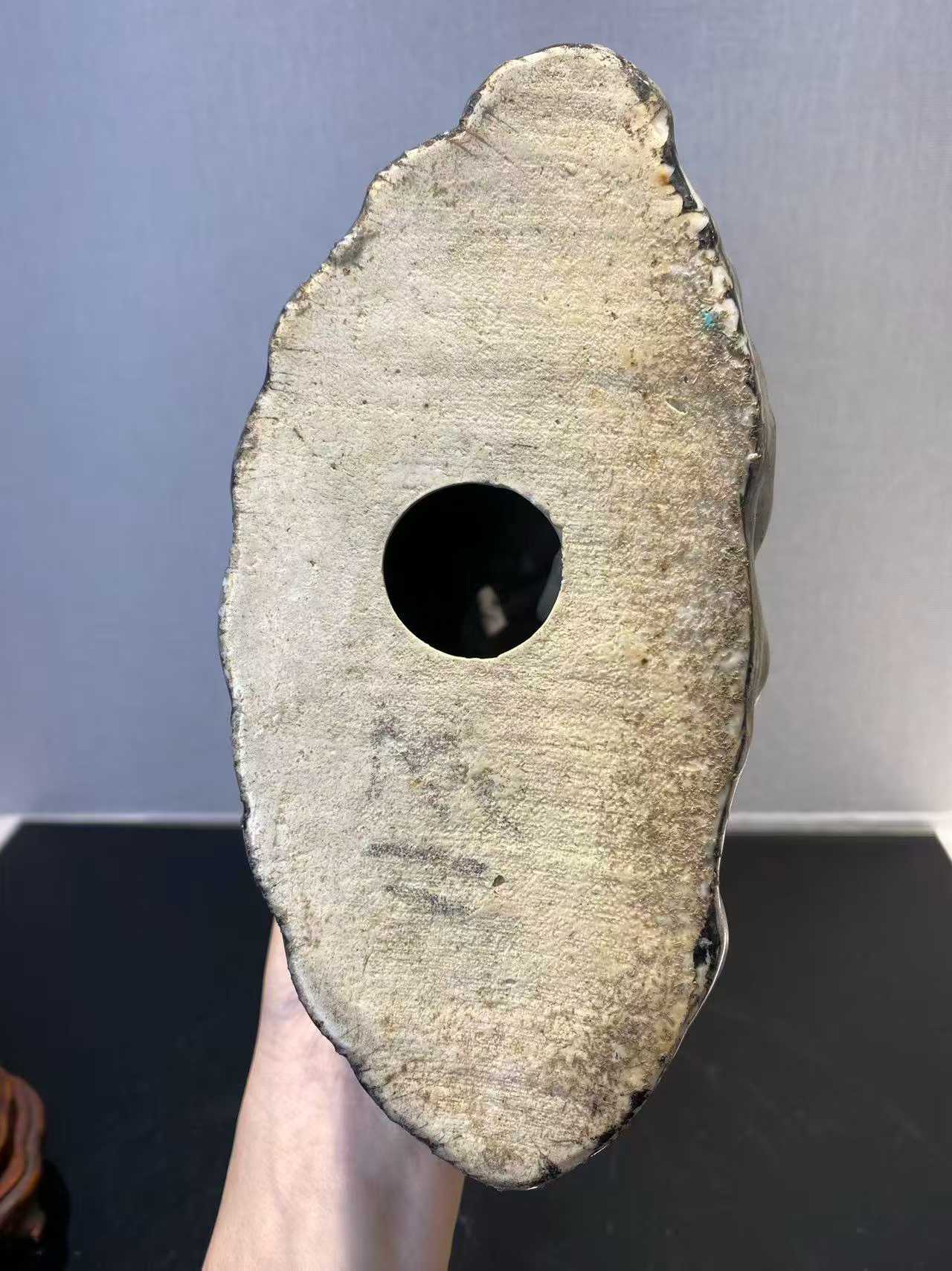 粉彩和合二仙塑像配木