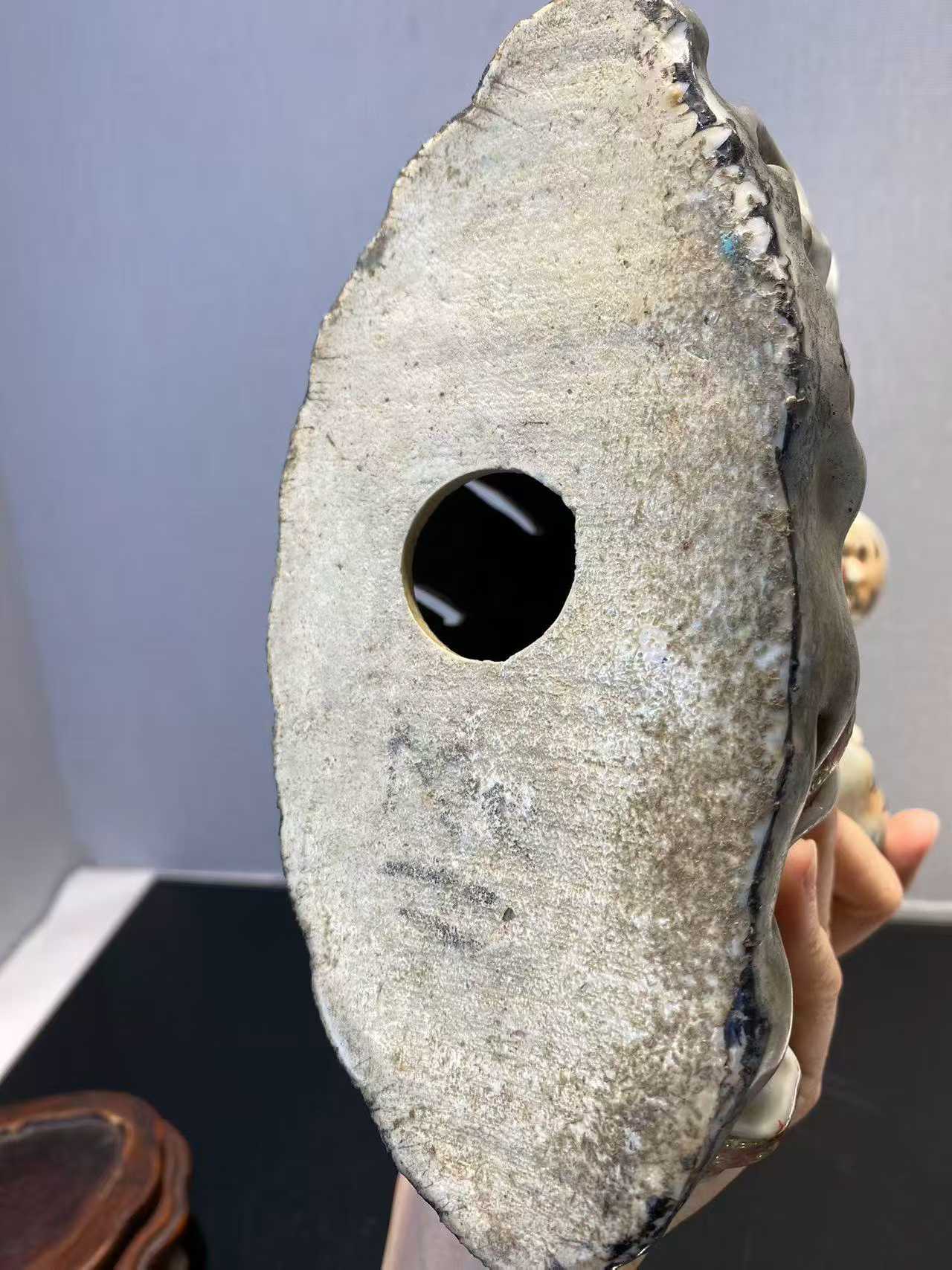 粉彩和合二仙塑像配木