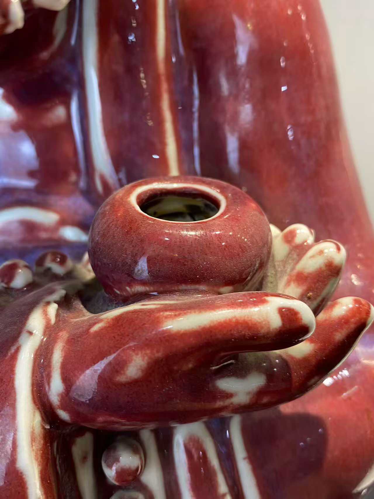 窑变釉达摩塑像 款：福建会馆