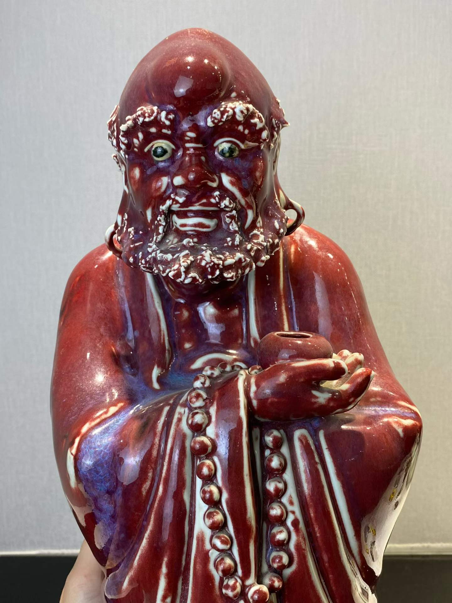 窑变釉达摩塑像 款：福建会馆