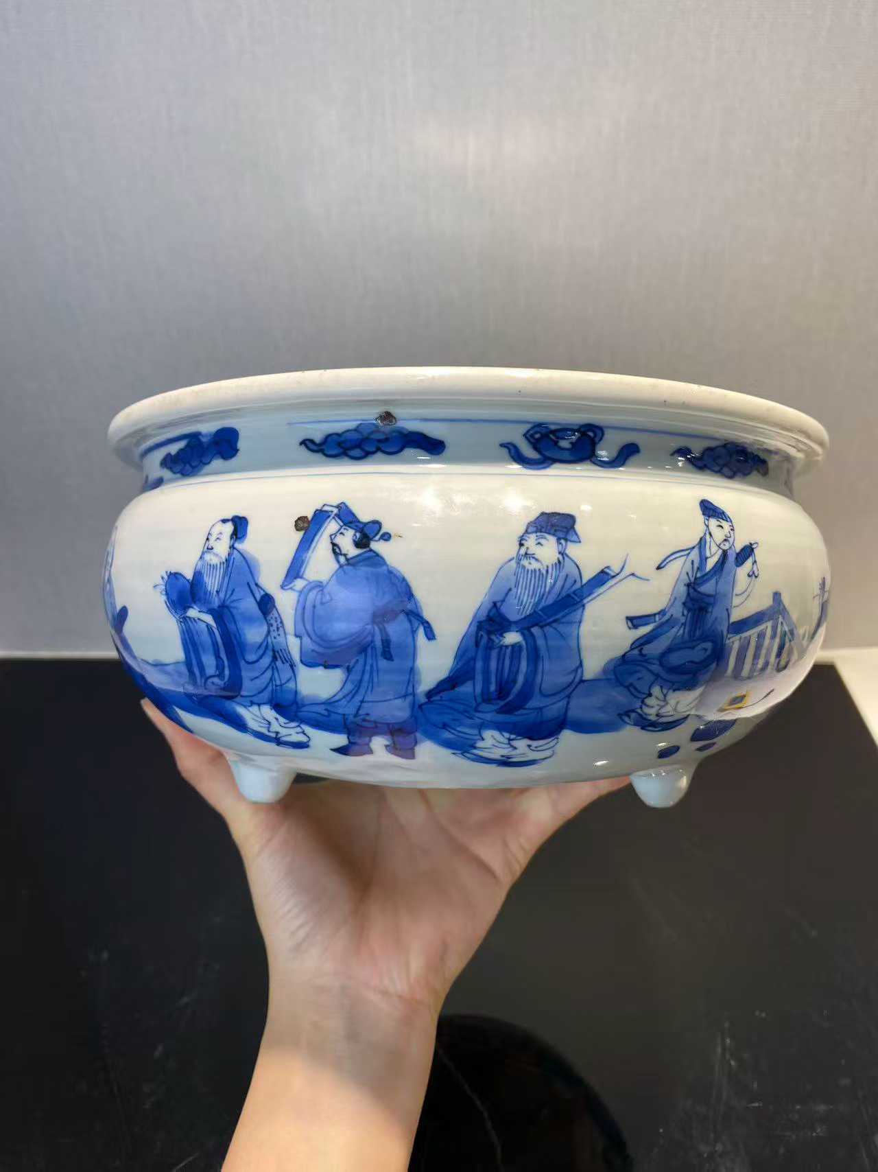 青花八仙图香炉