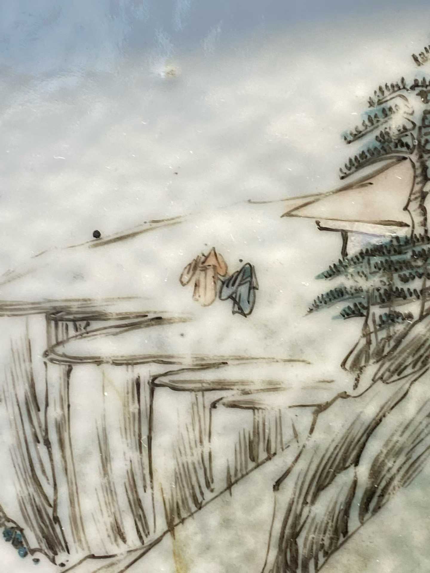 浅绛彩高士山水诗文瓷板画