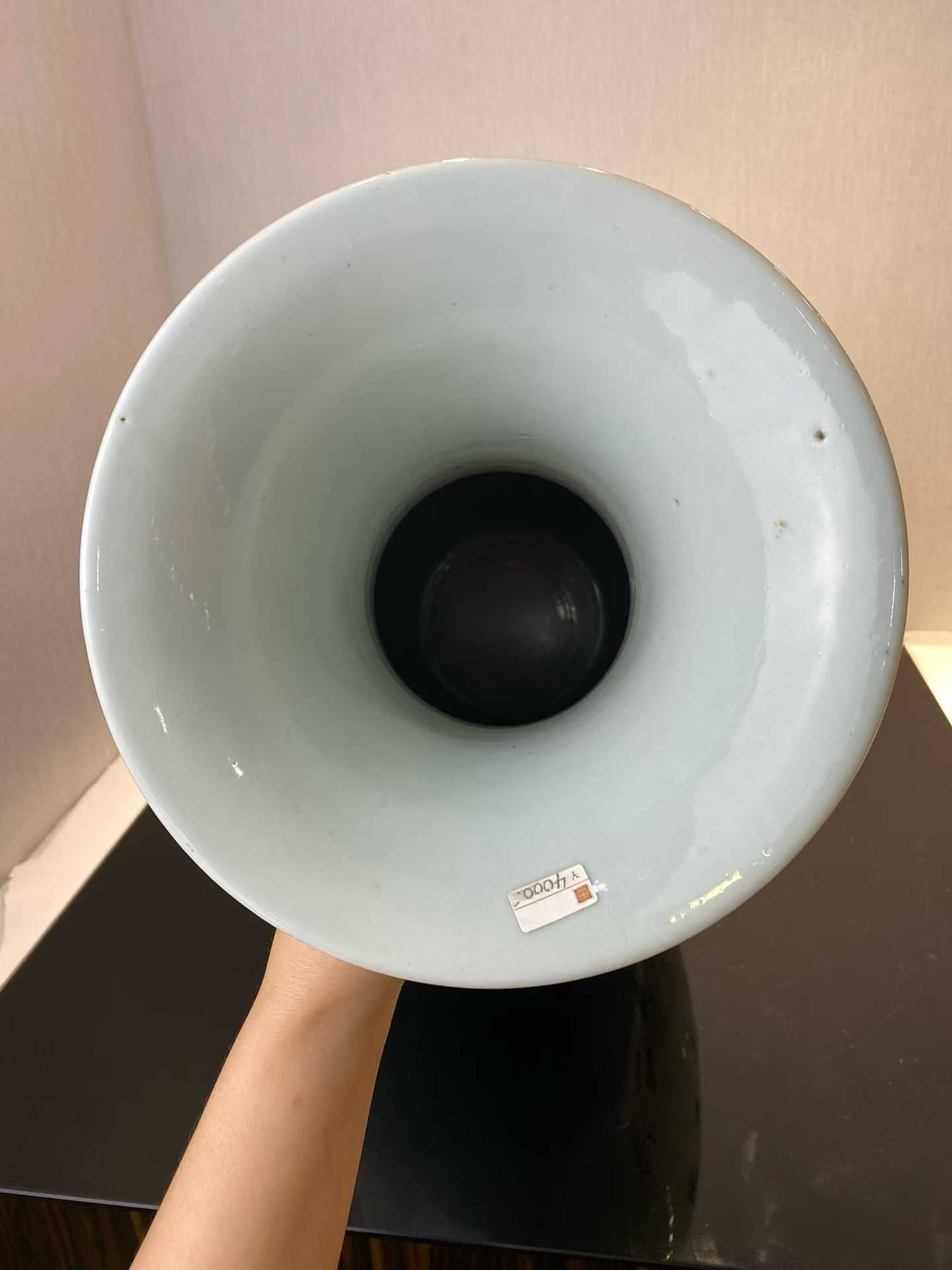 浅绛彩鱼藻诗文罗汉瓶 名家：刘盛泰作