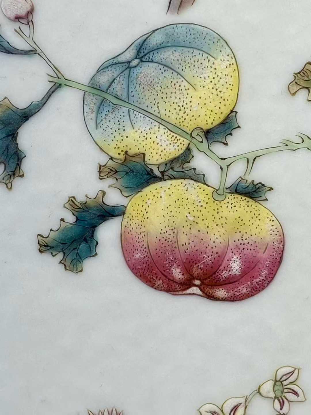 粉彩花鸟纹瓷板