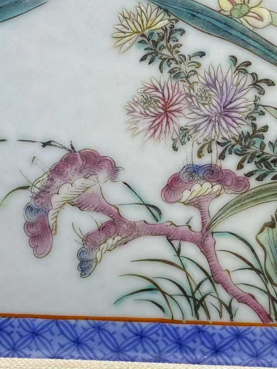 粉彩花鸟纹瓷板