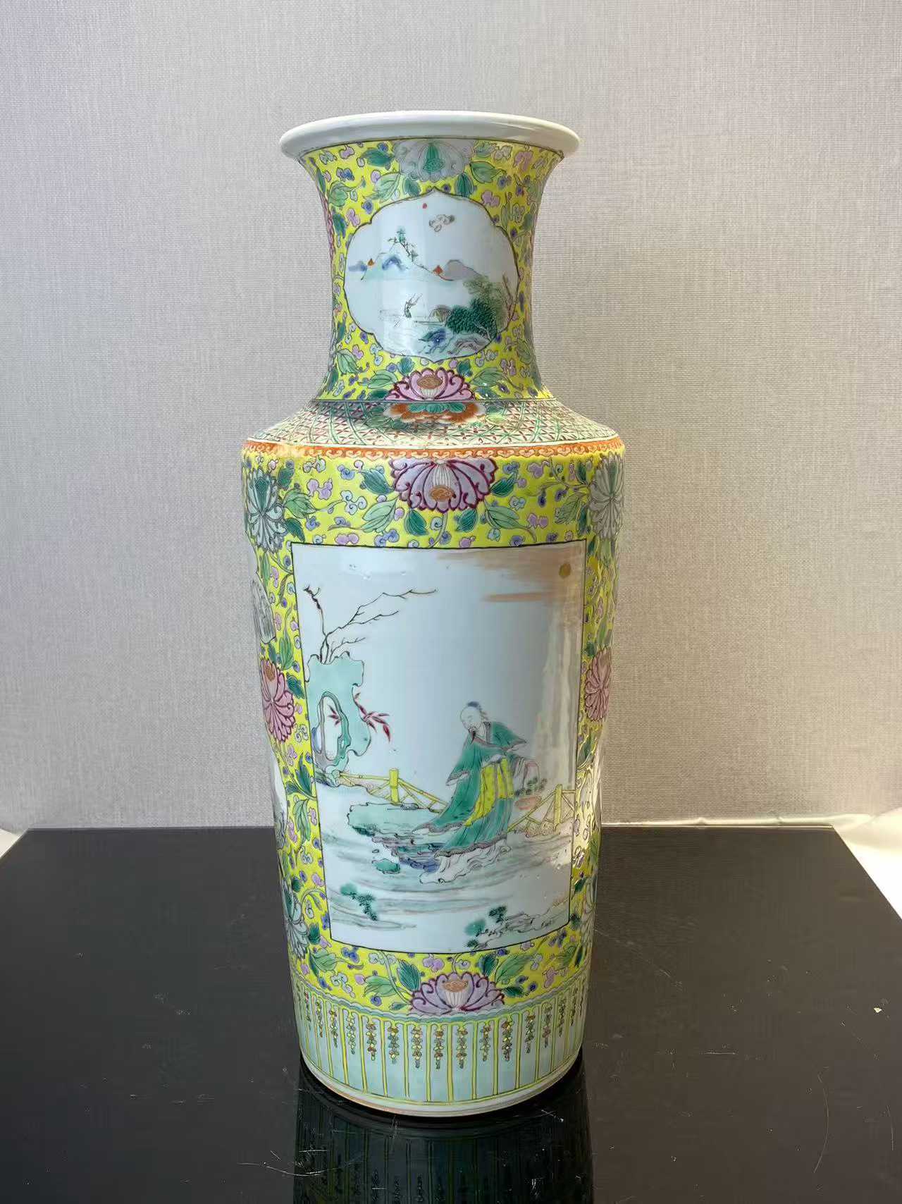 五彩加彩人物故事图棒槌瓶