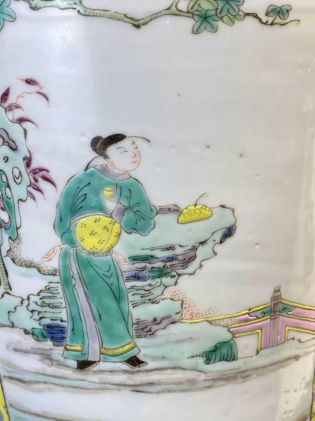 五彩加彩人物故事图棒槌瓶