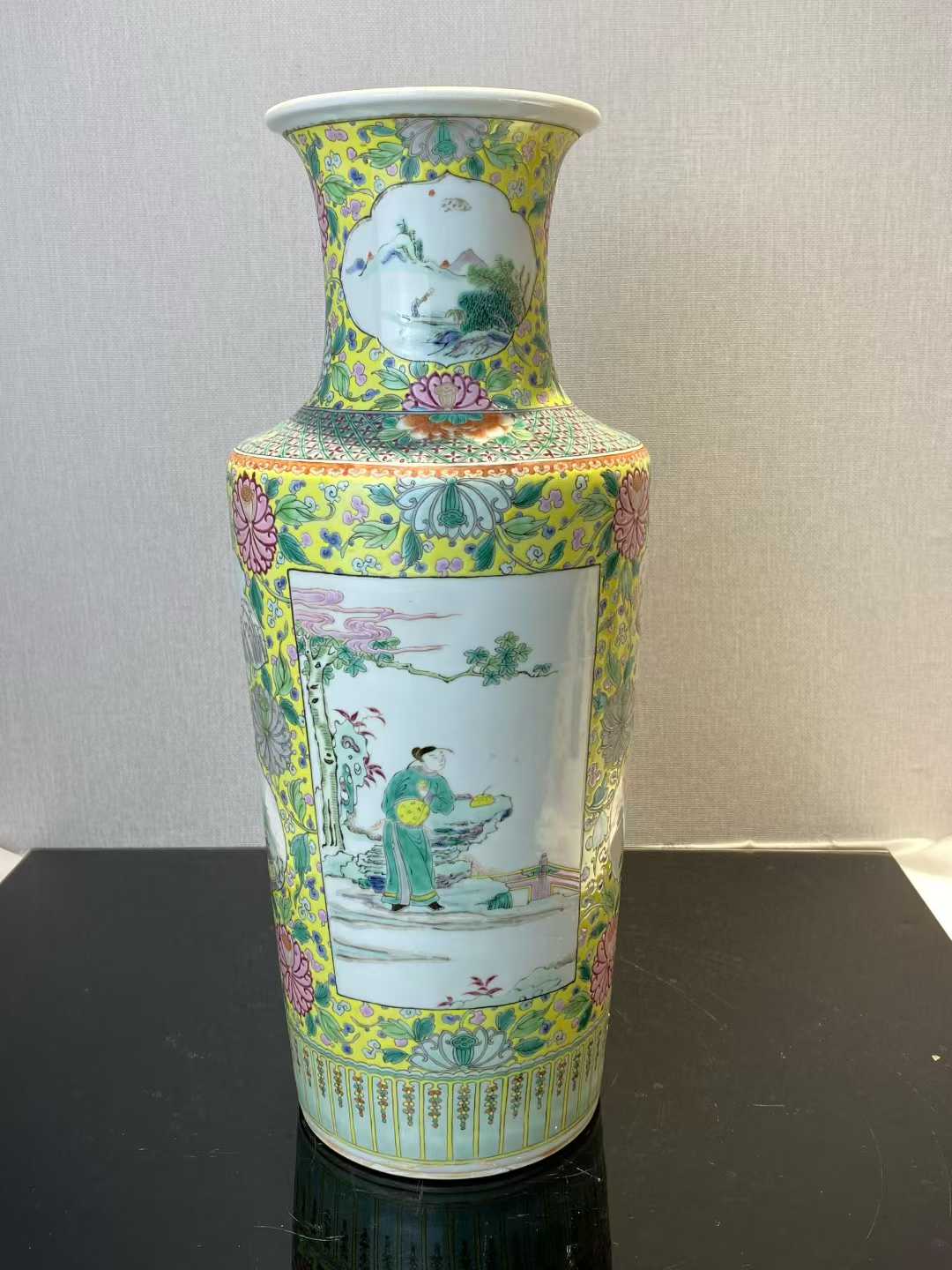 五彩加彩人物故事图棒槌瓶