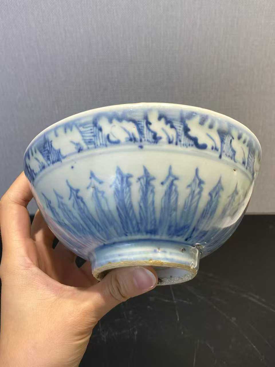 青花芭蕉叶纹碗