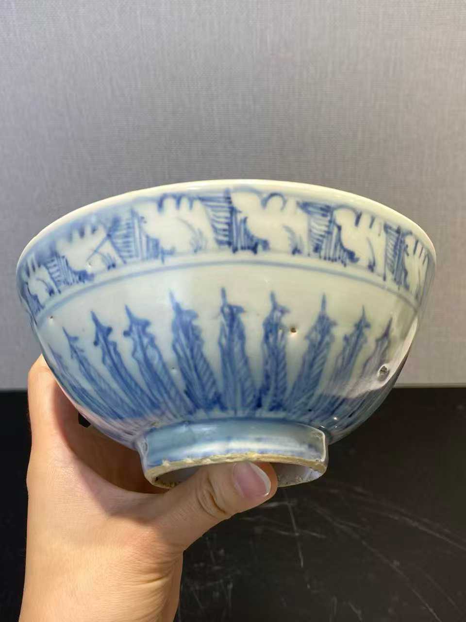 青花芭蕉叶纹碗