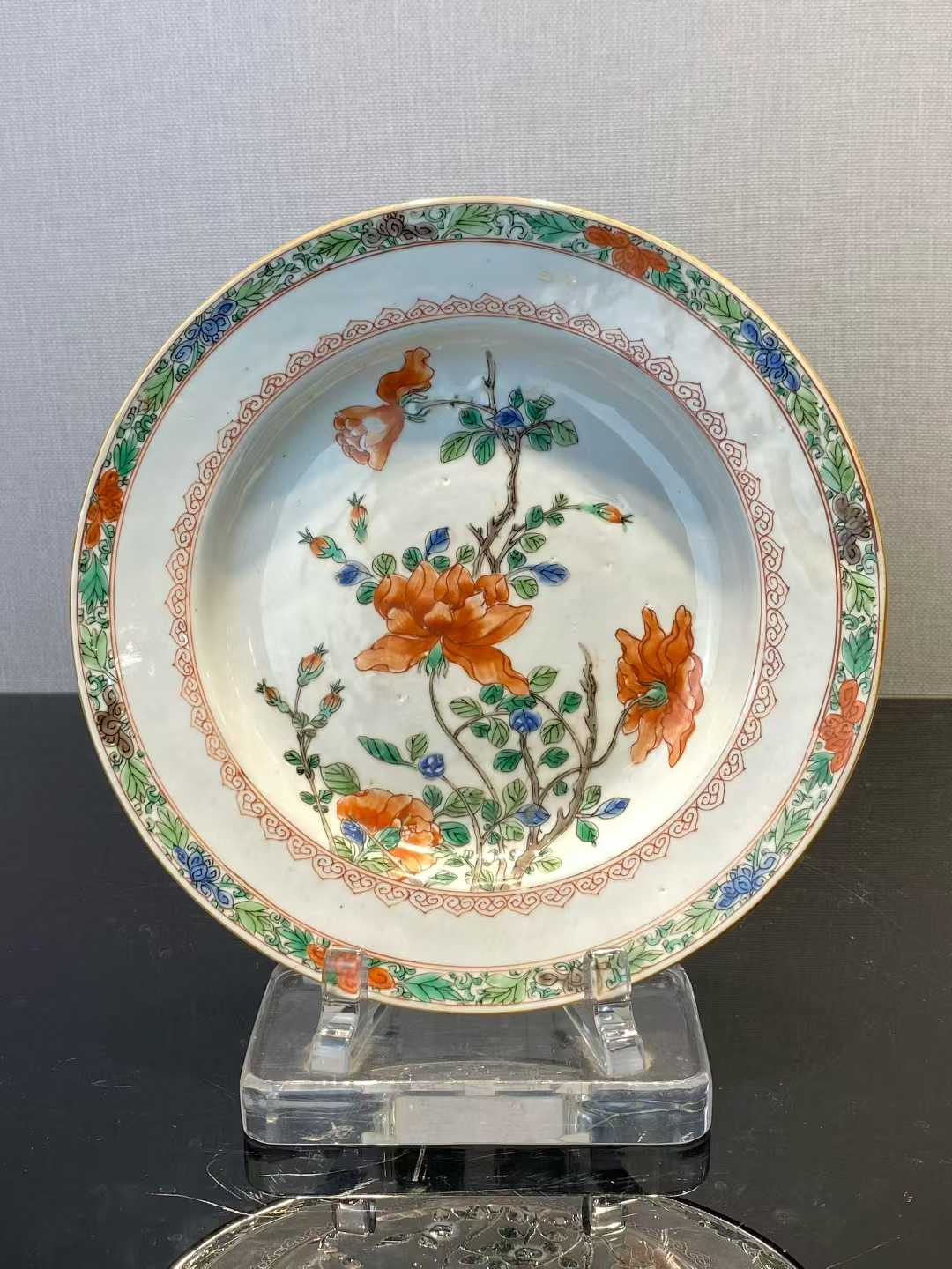 五彩牡丹花纹盘