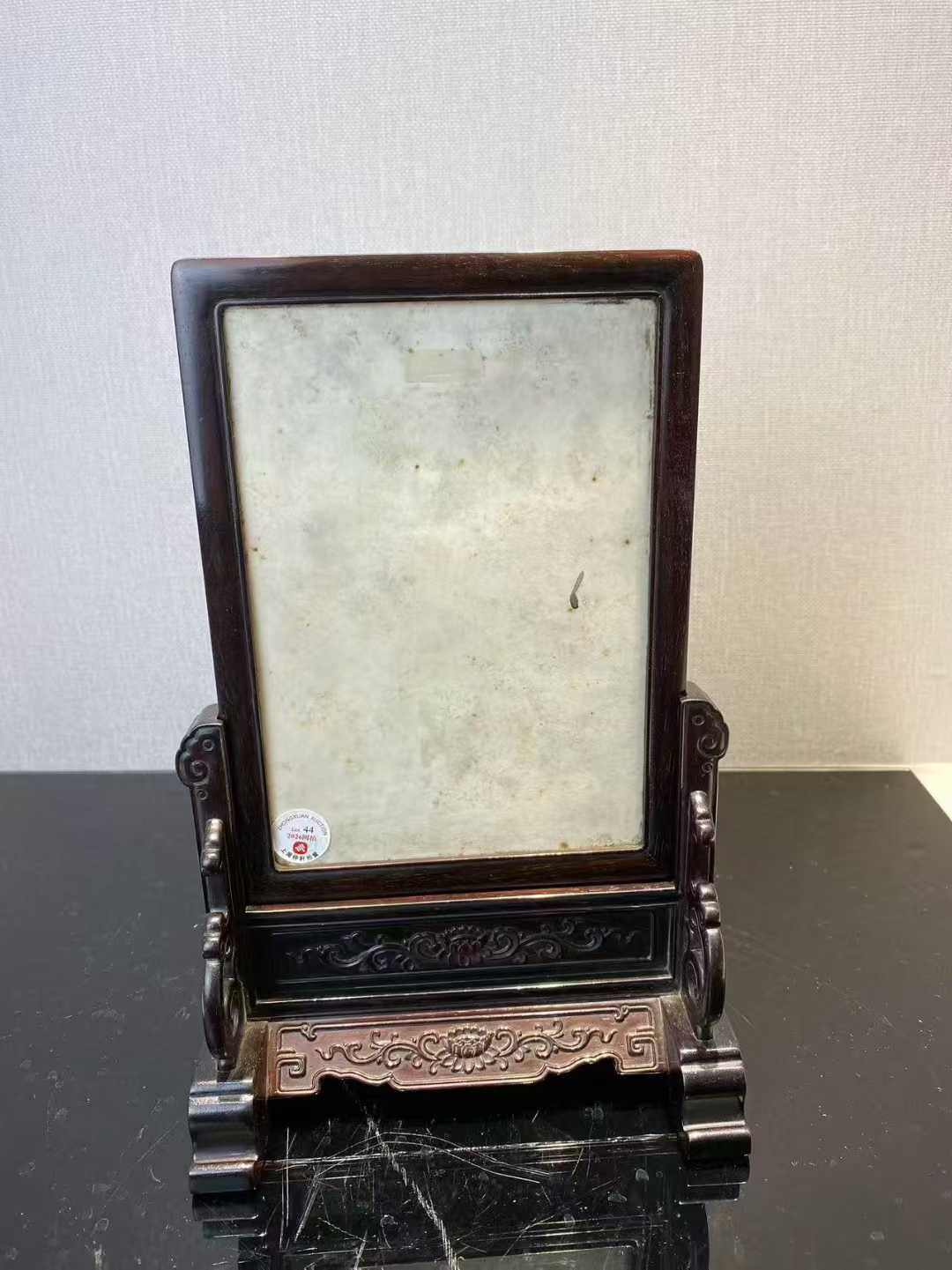 款：王炳荣 秋葵绿釉松鹤图雕瓷插屏