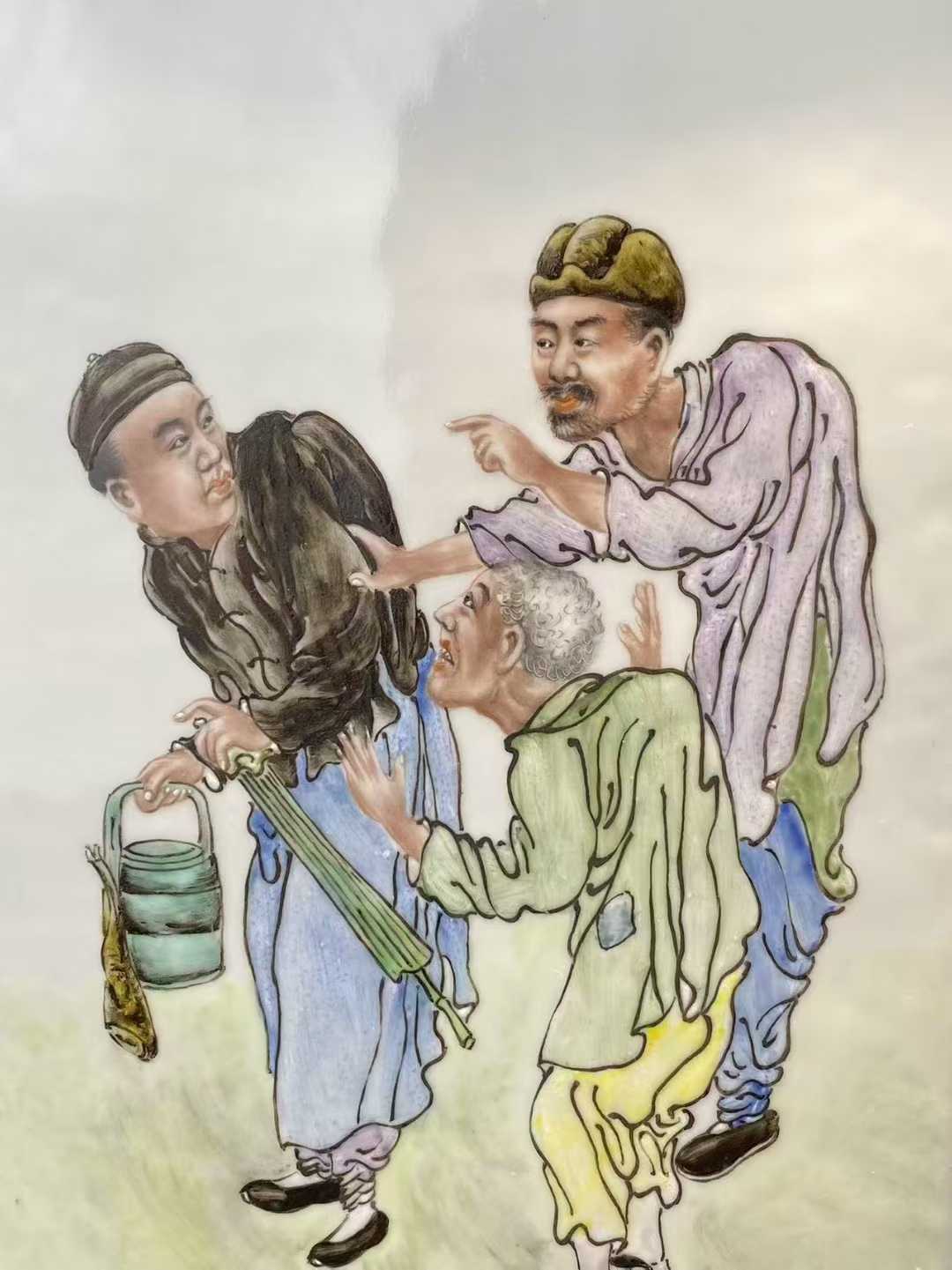 王大凡风格 粉彩人物瓷板