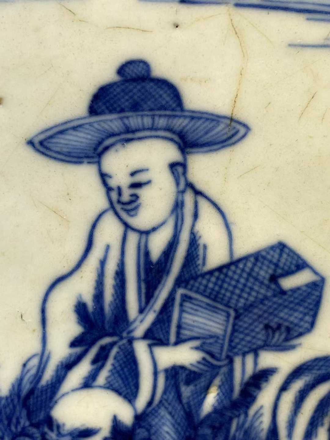 浆胎青花六罗汉图大盘