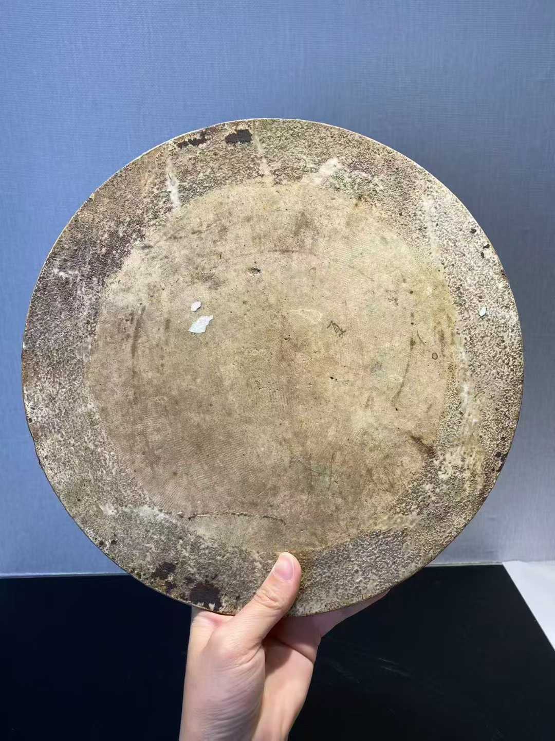 浅绛彩大小乔诗文圆形瓷板