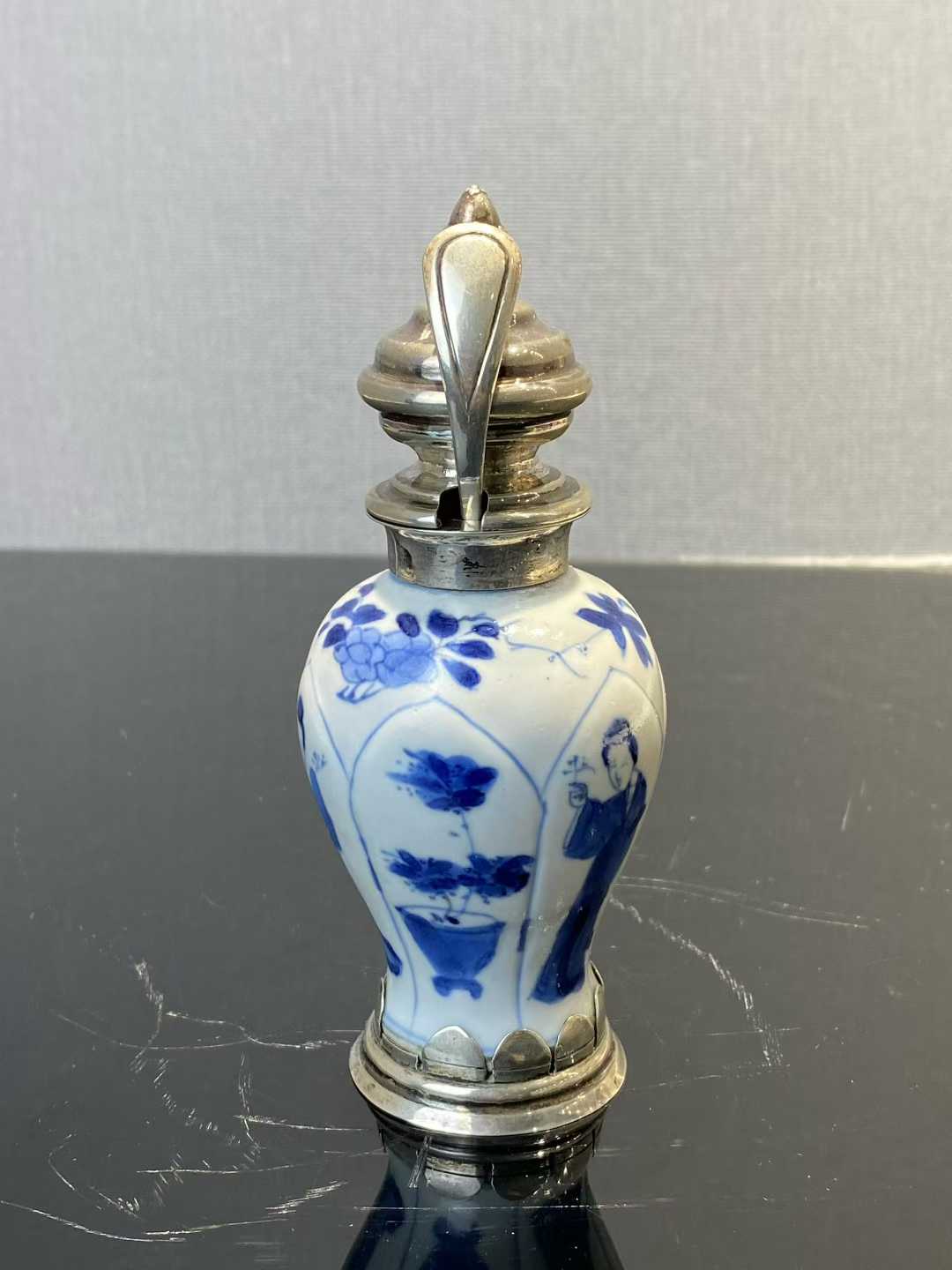 青花四美图糖罐 款：玉