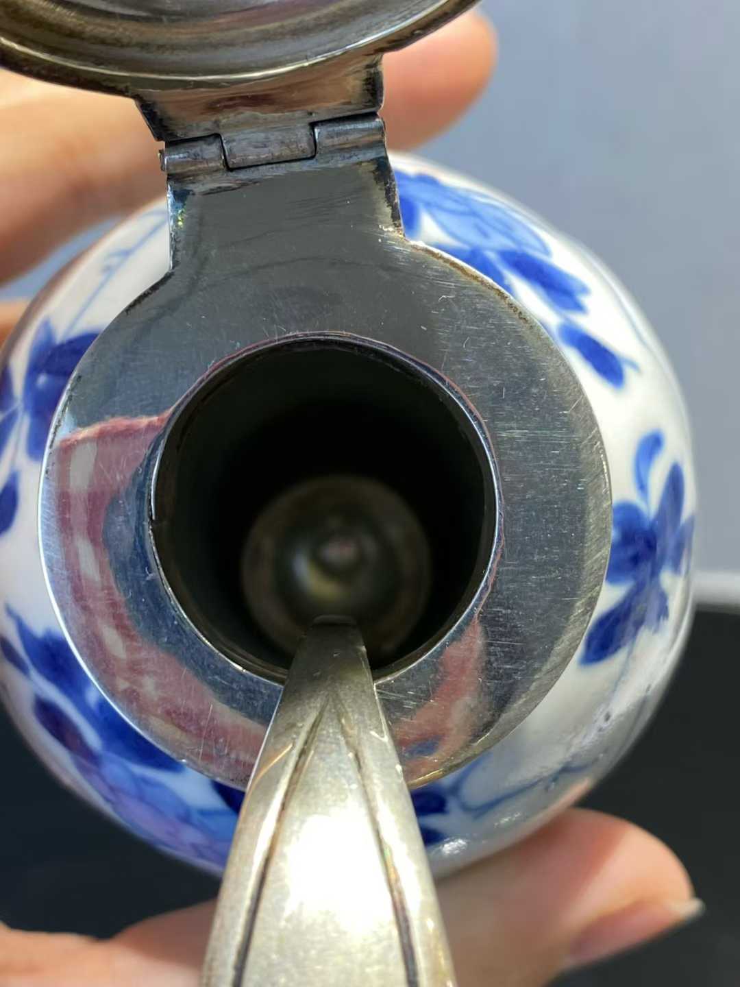 青花四美图糖罐 款：玉