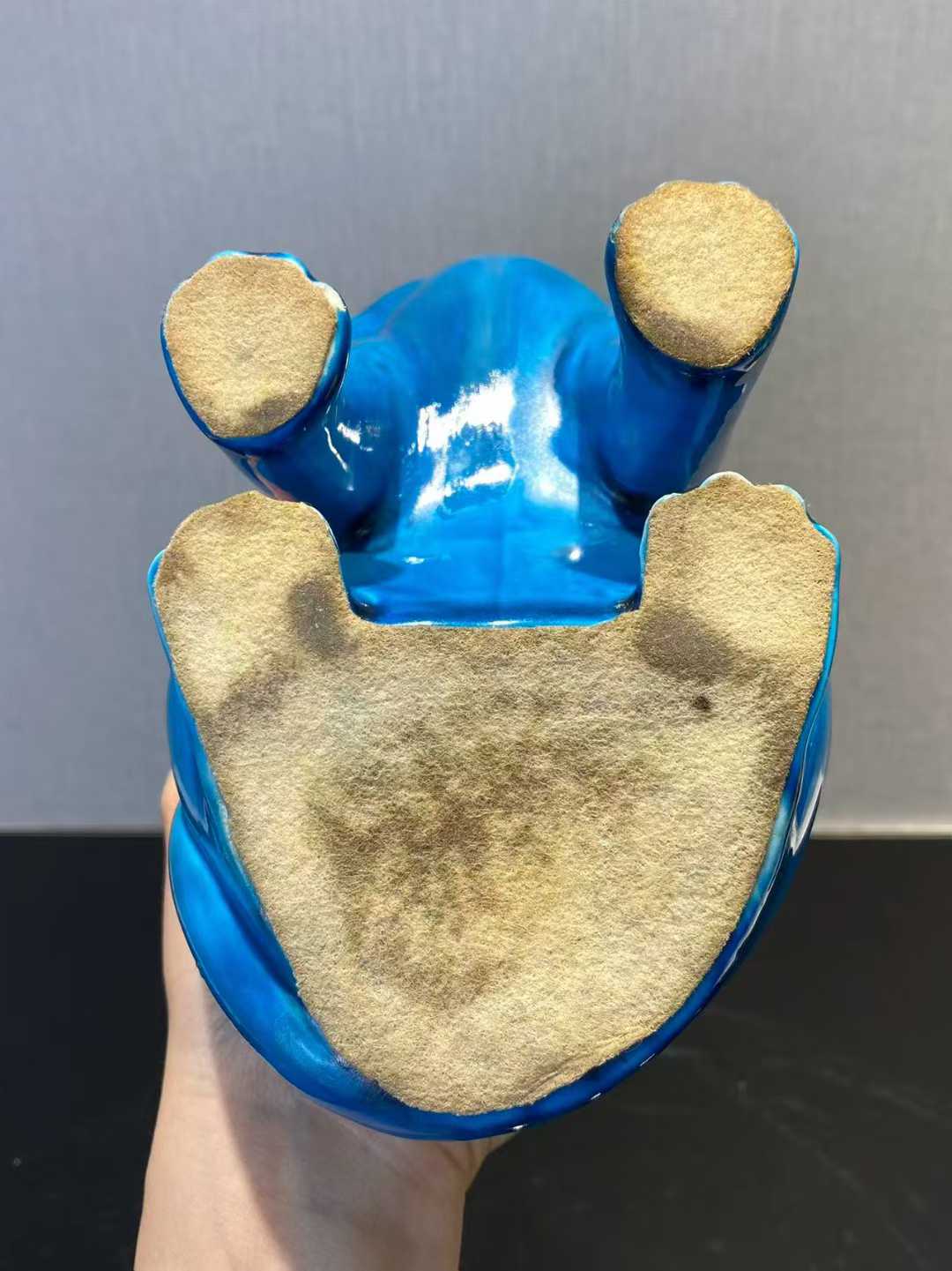 孔雀蓝釉猫一对