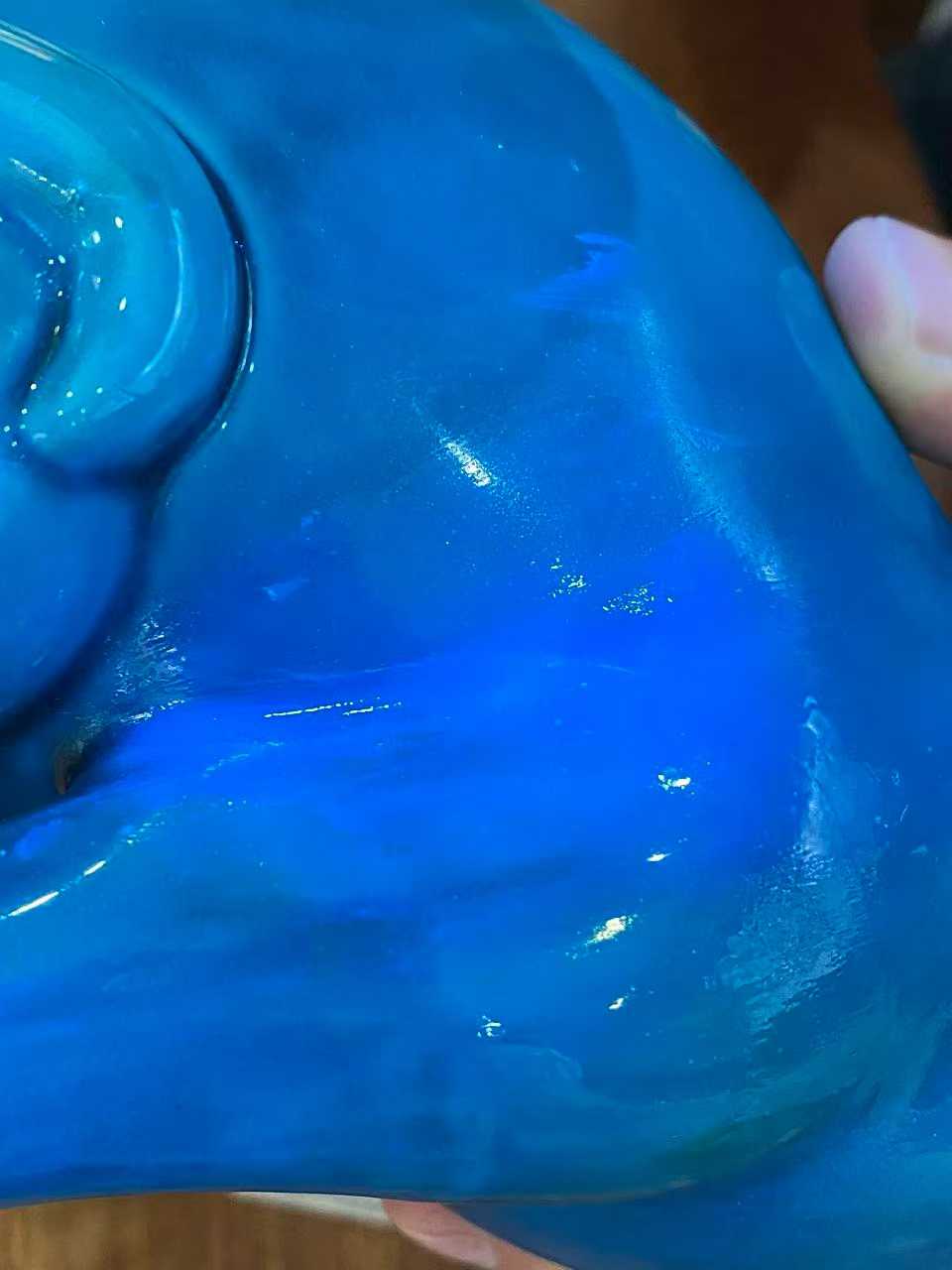 孔雀蓝釉猫一对