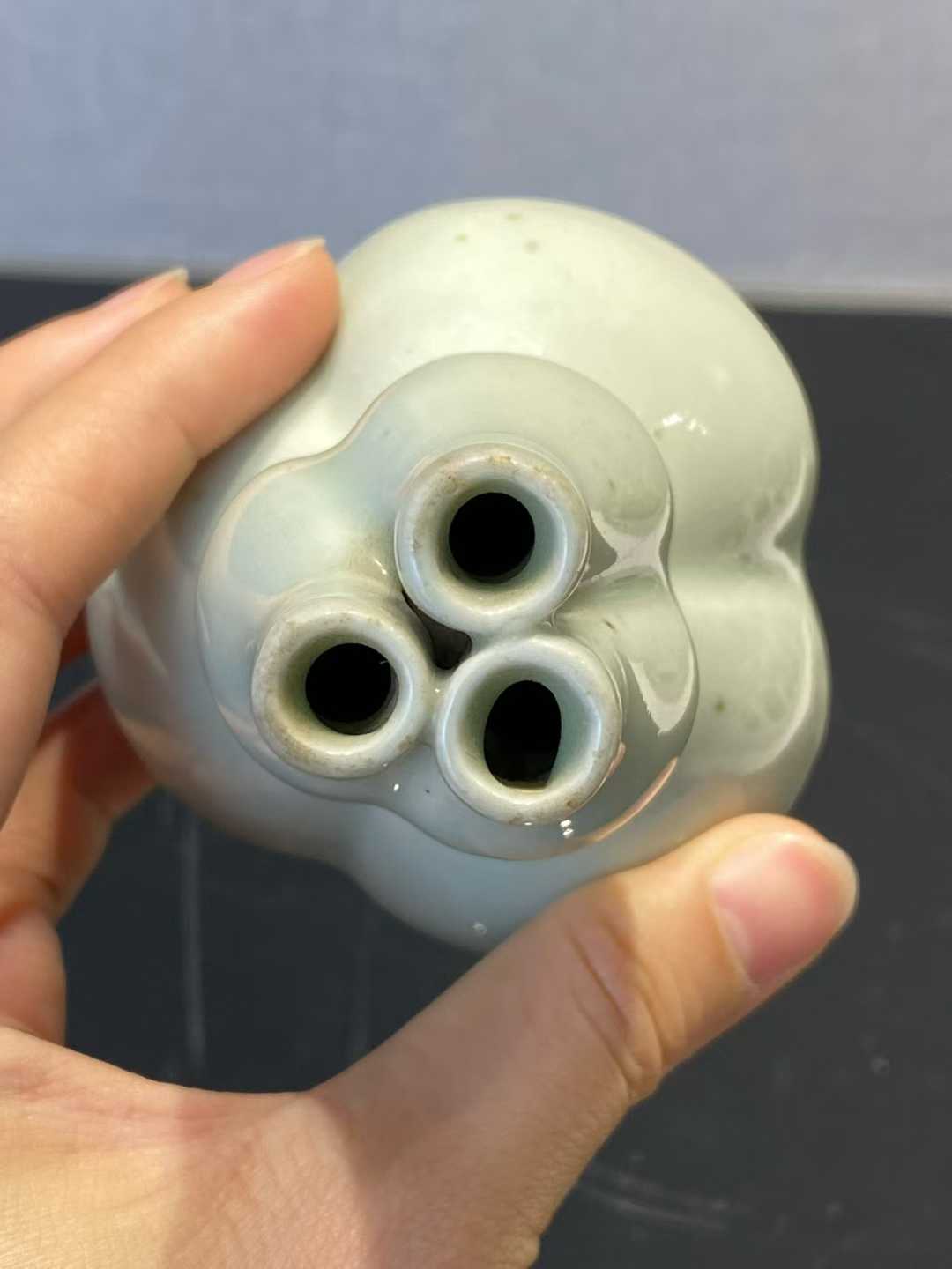 青釉三管葫芦瓶