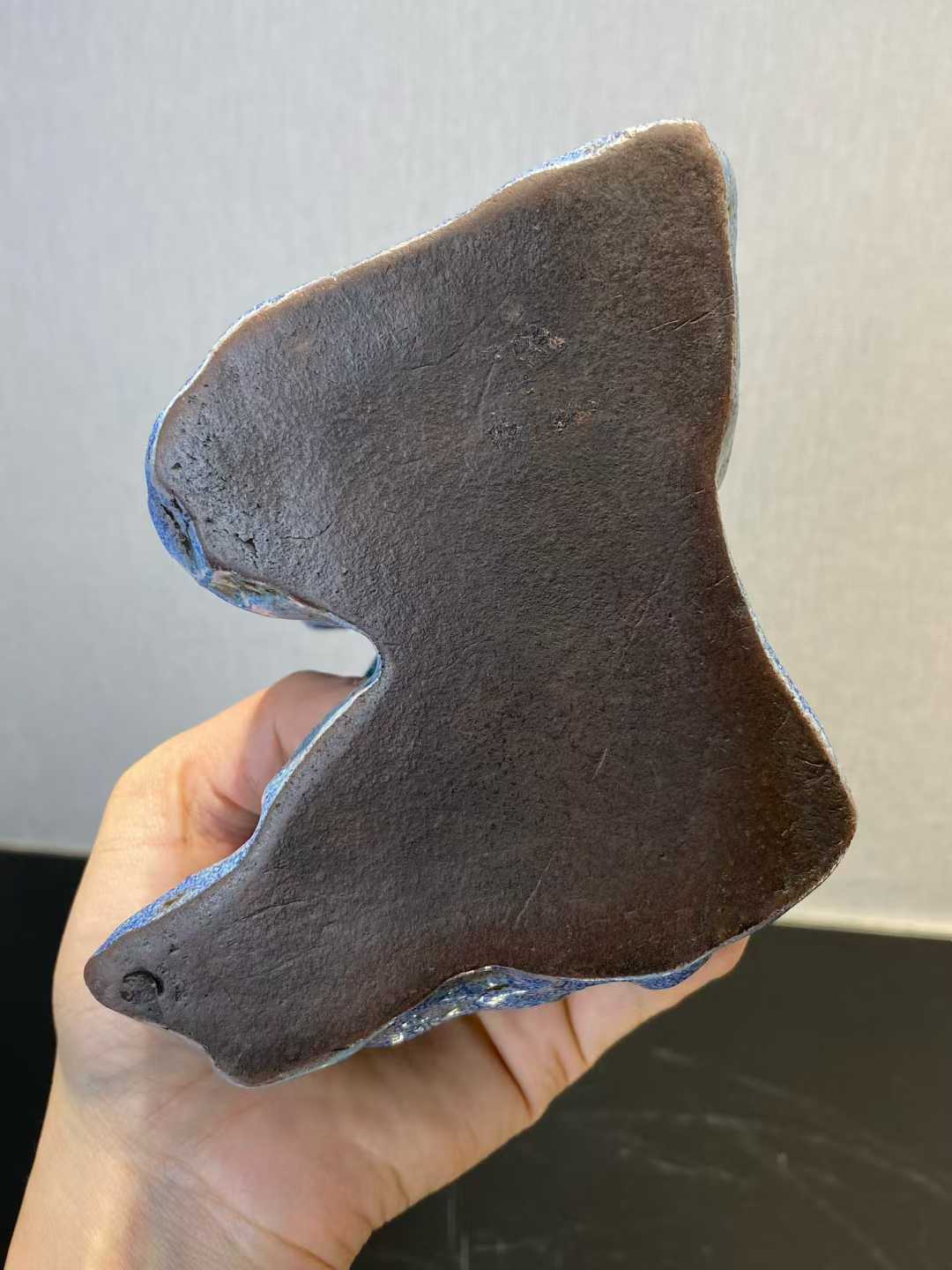 紫砂胎炉钧釉山形摆件配布座