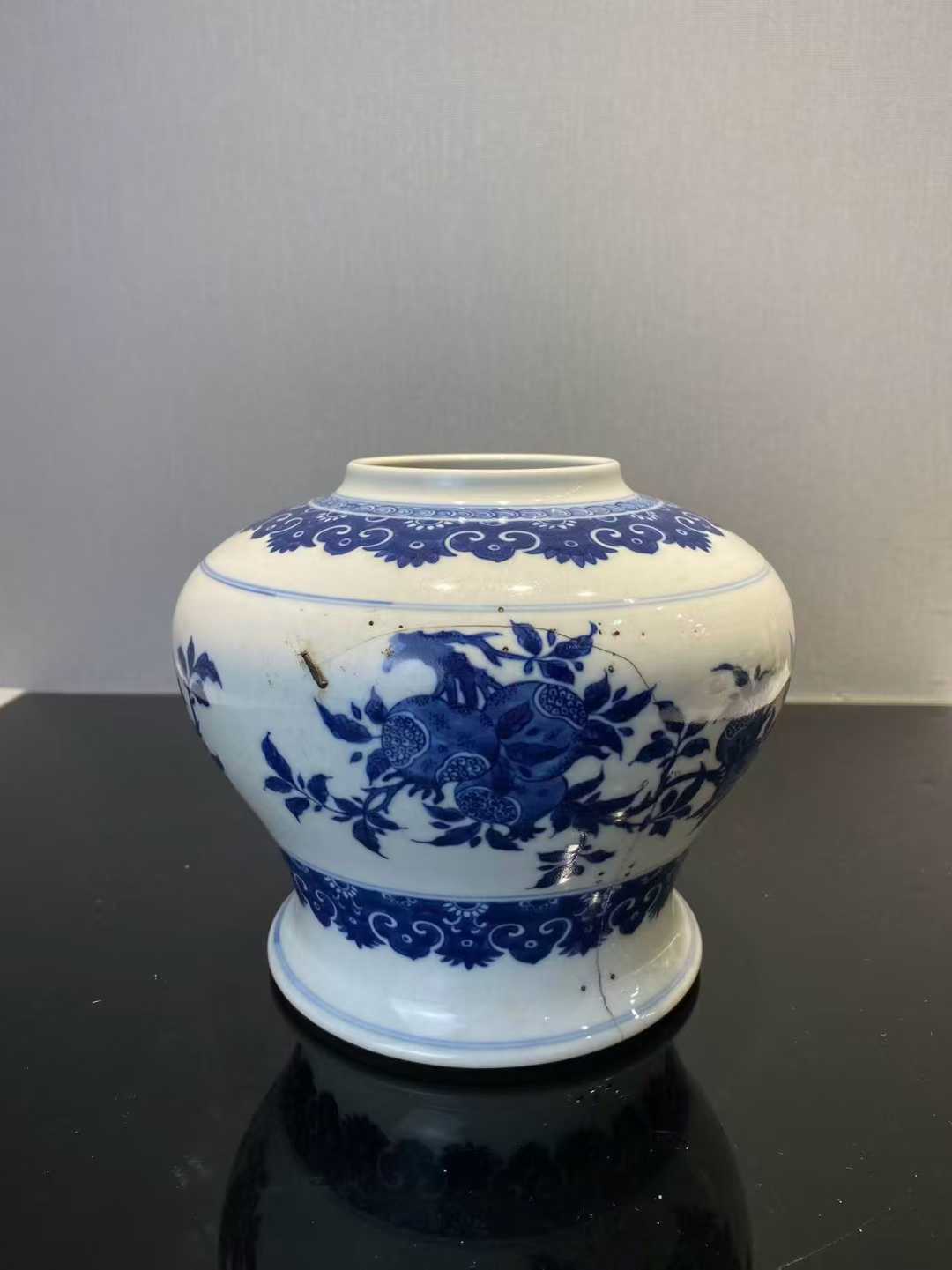 青花三多纹天字罐