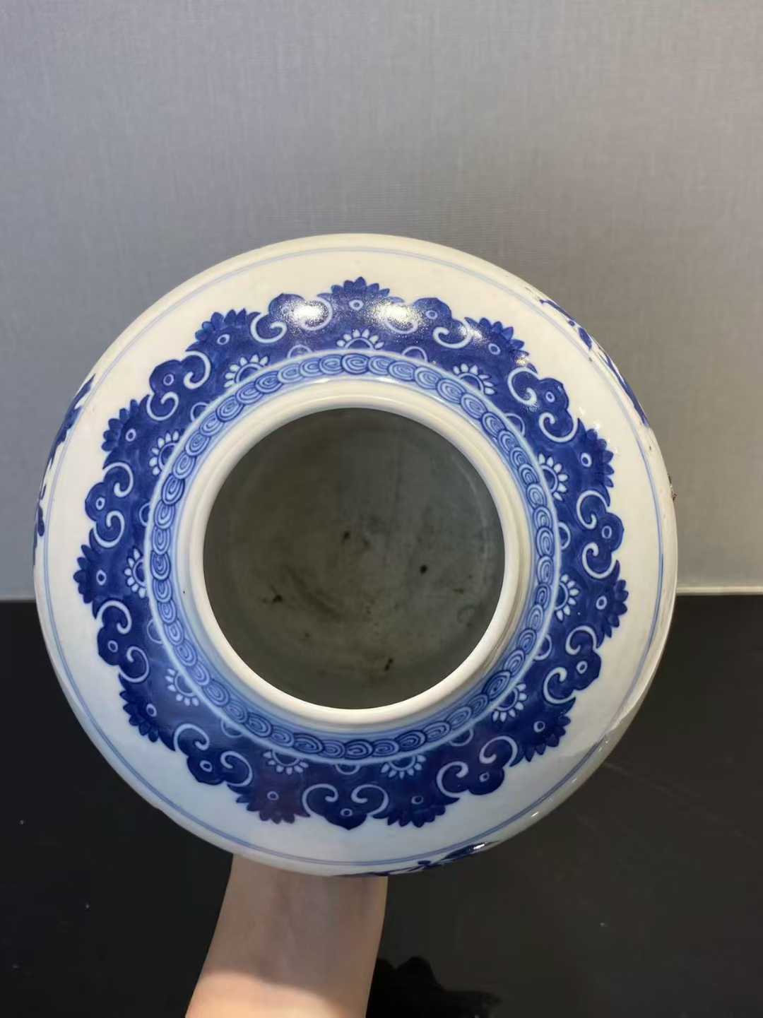 青花三多纹天字罐