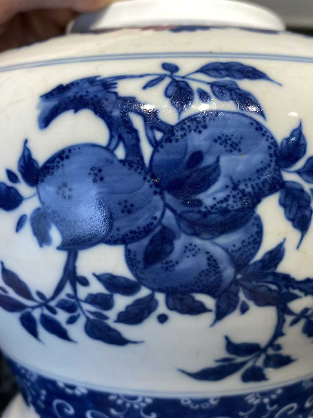 青花三多纹天字罐