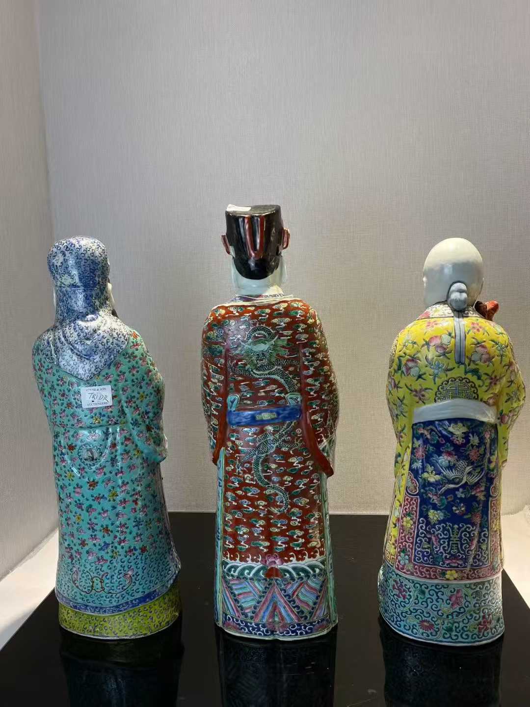 粉彩福禄寿三星塑像