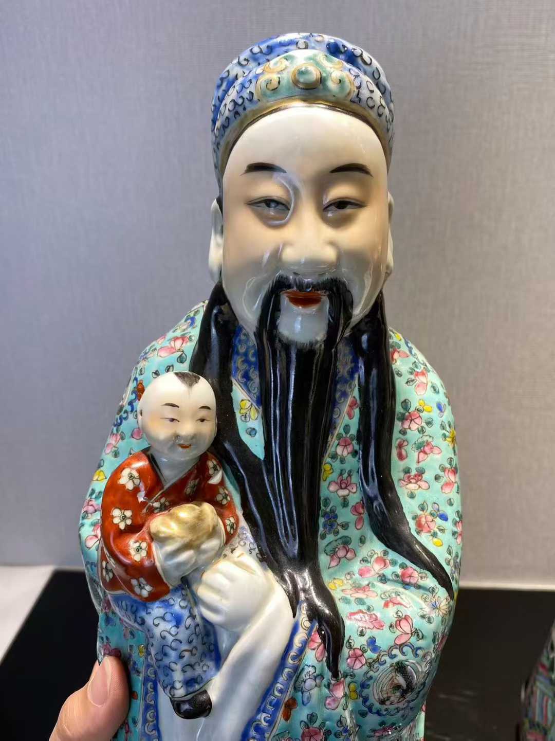 粉彩福禄寿三星塑像