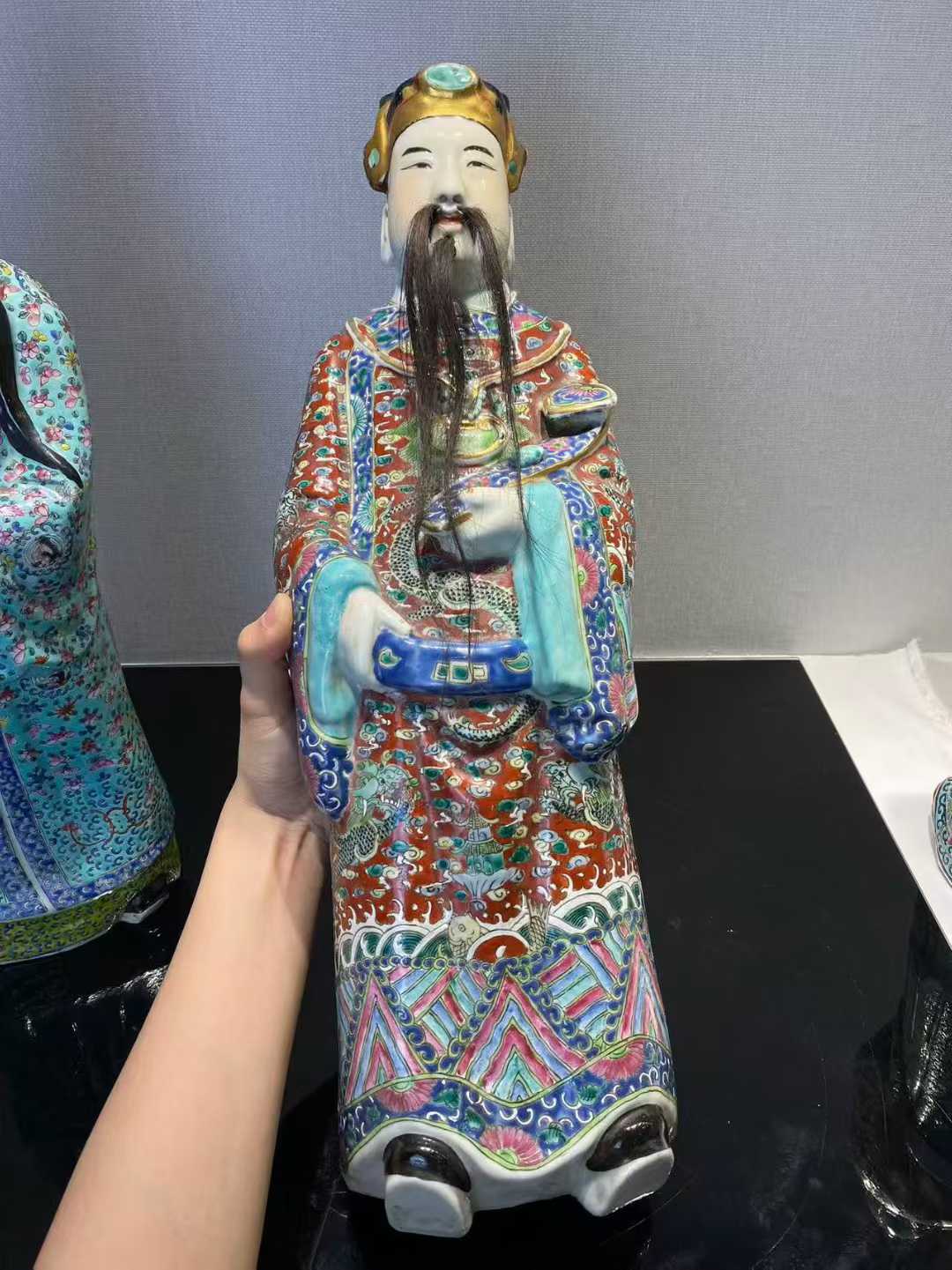 粉彩福禄寿三星塑像