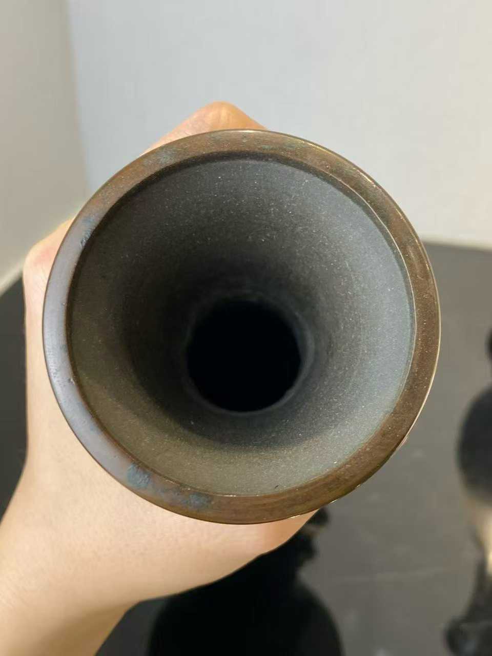 铜镶嵌红铜银丝人物故事玉壶春瓶一对