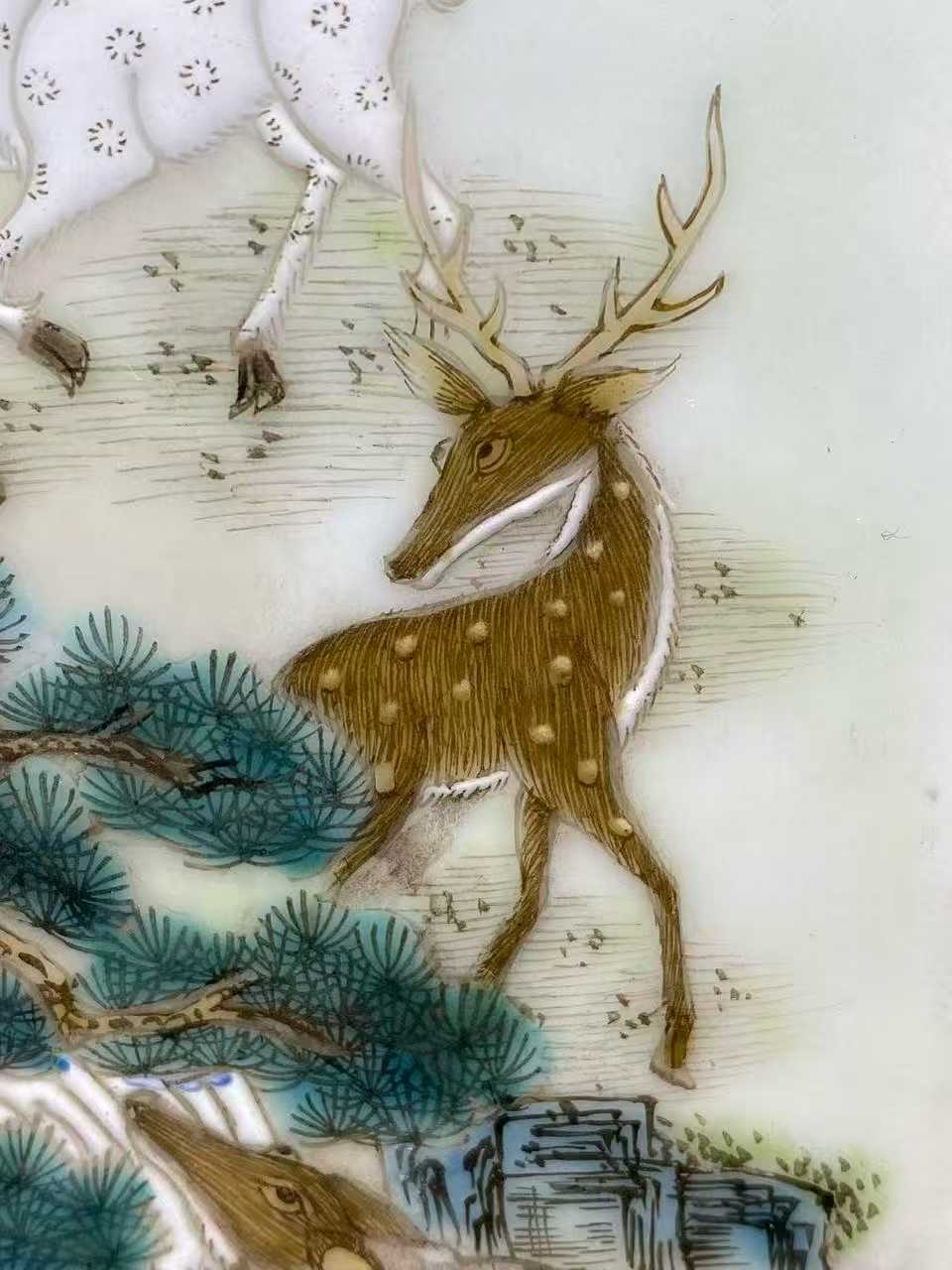 粉彩百鹿图瓷板