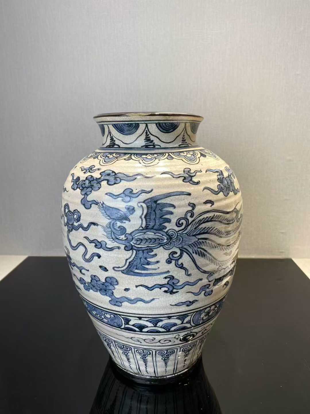 青花双凤纹罐 漳州窑