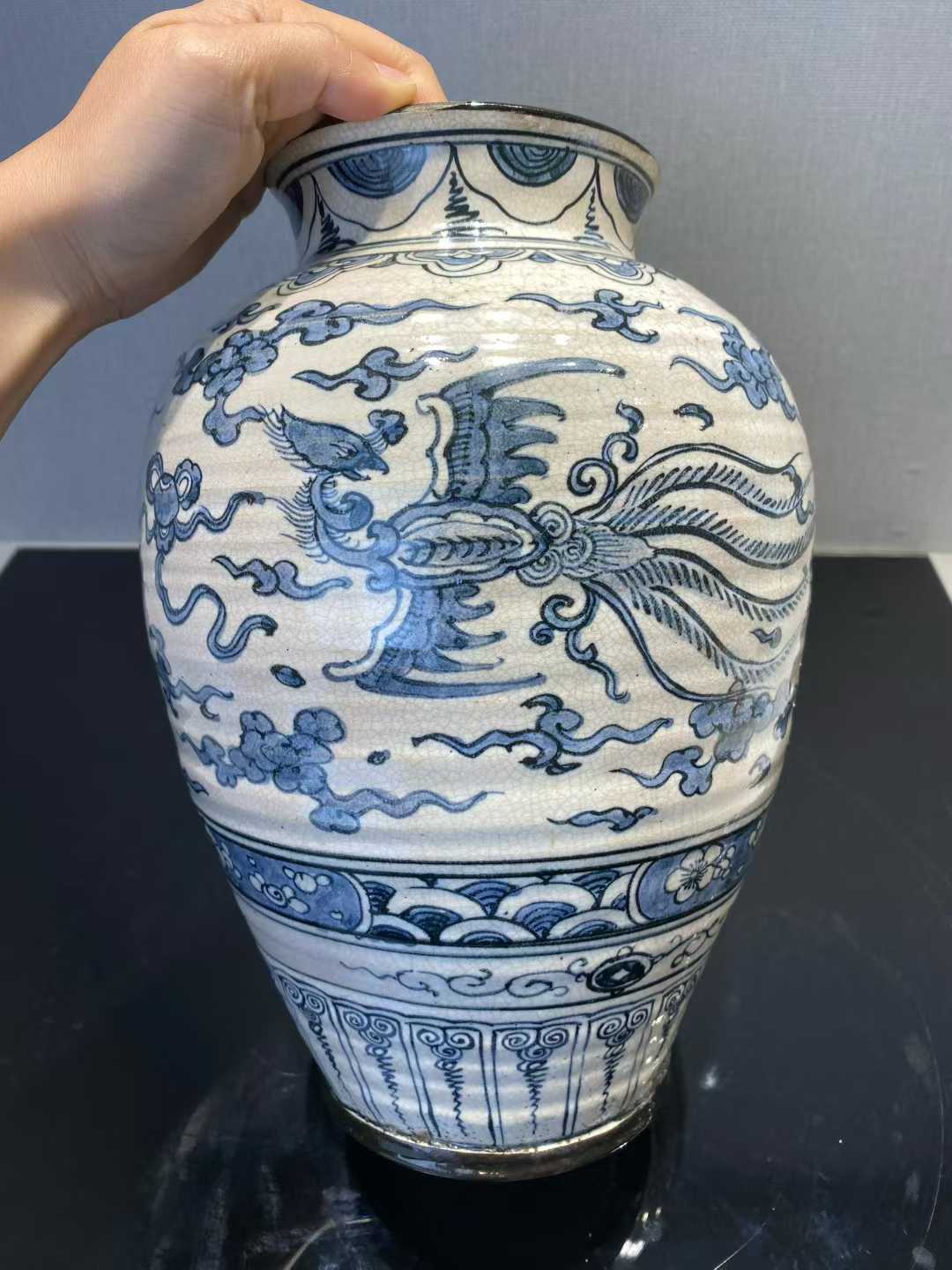 青花双凤纹罐 漳州窑