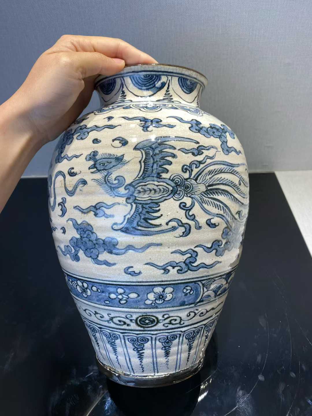 青花双凤纹罐 漳州窑