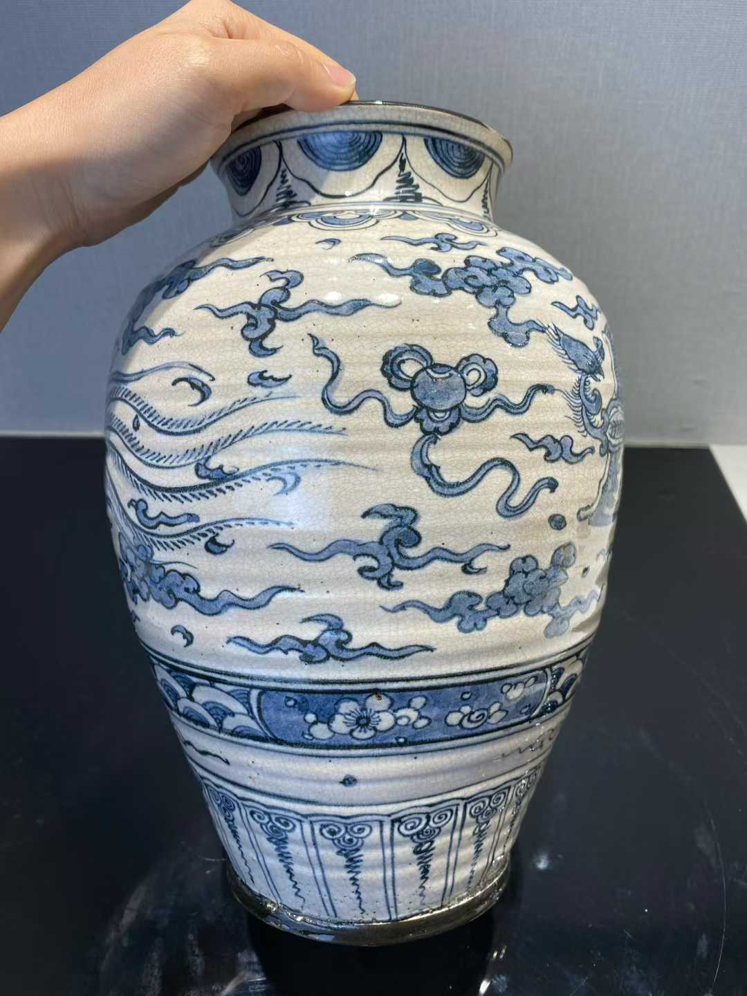 青花双凤纹罐 漳州窑