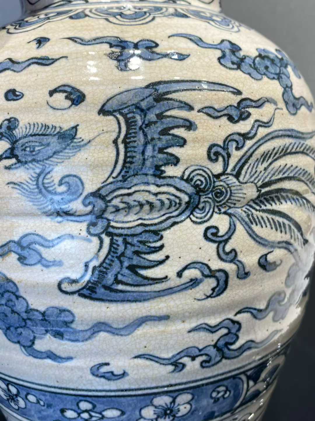 青花双凤纹罐 漳州窑